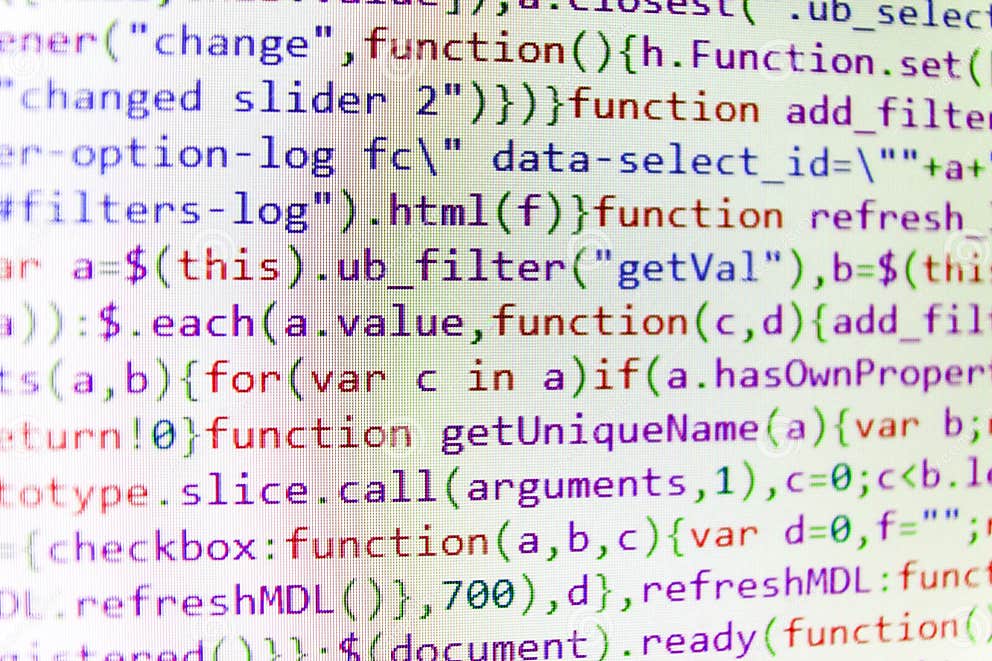 JavaScript Code in Text Editor. Stock Image - Image of admin, language ...
