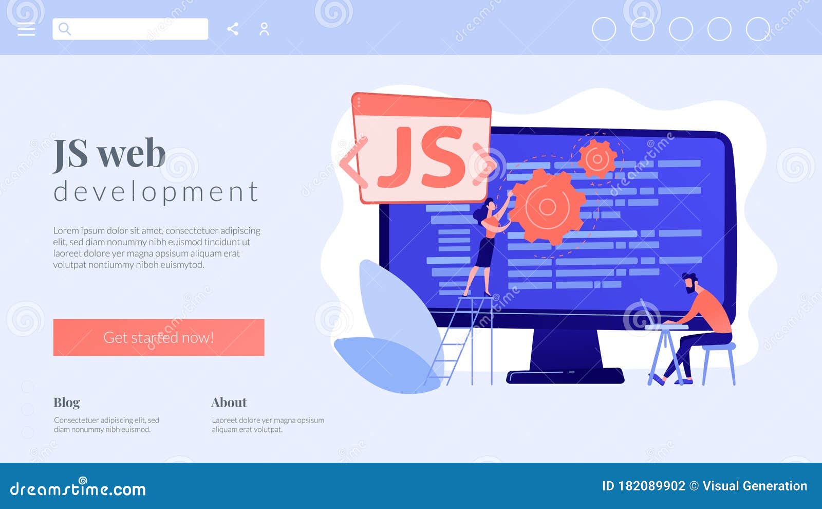 javascript concept landing page.