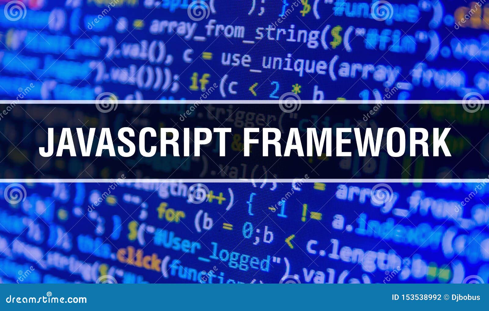 JAVASCRIPT FRAMEWORK Concept Illustration Using Code for Developing
