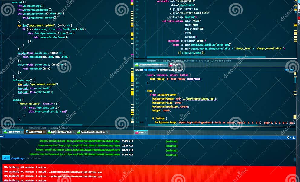 Javascript Lines of Code for Website Application. Script Language for ...