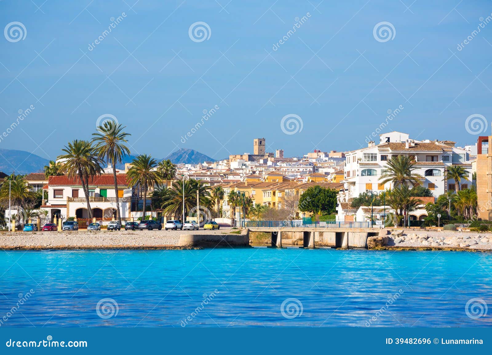 javea xabia skyline from mediterranean sea spain