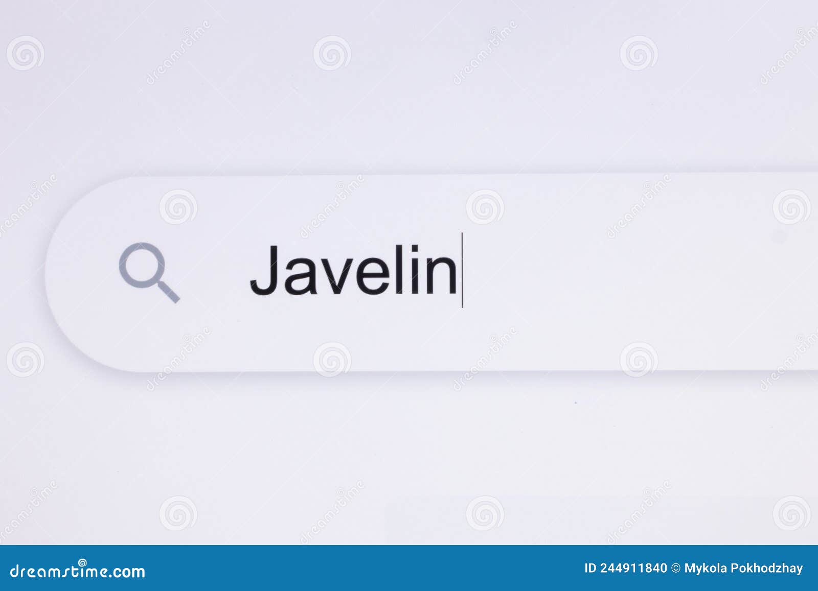 Javelin Browser Search Bar Typing Destination Text. Typing the Word Javelin in the