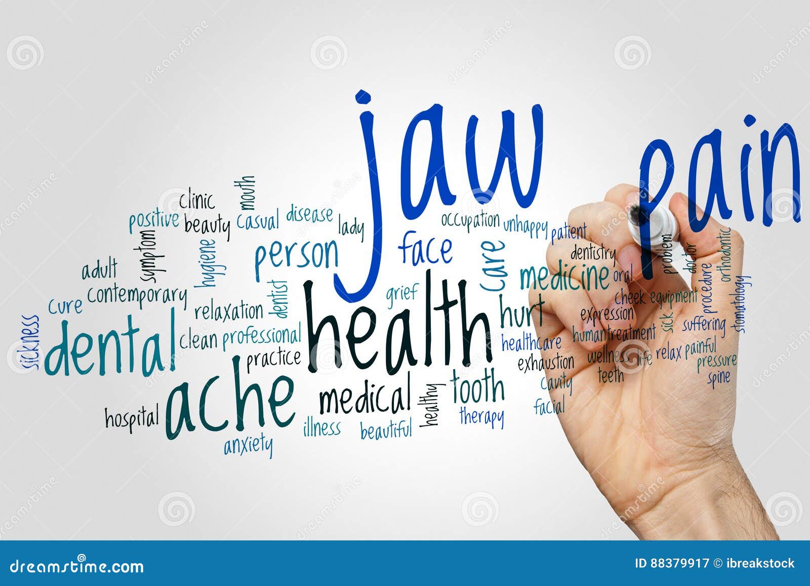 Jaw pain word cloud stock image. Image of human, medical 88379917