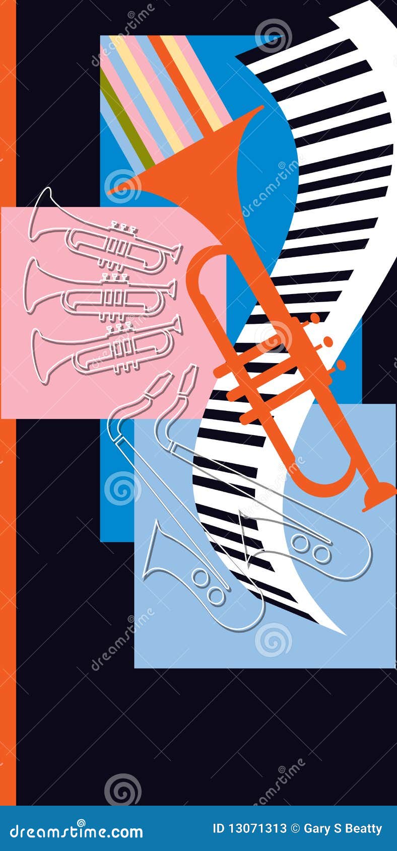 JazzBandInstrumentSpiel stock abbildung. Illustration von klumpen