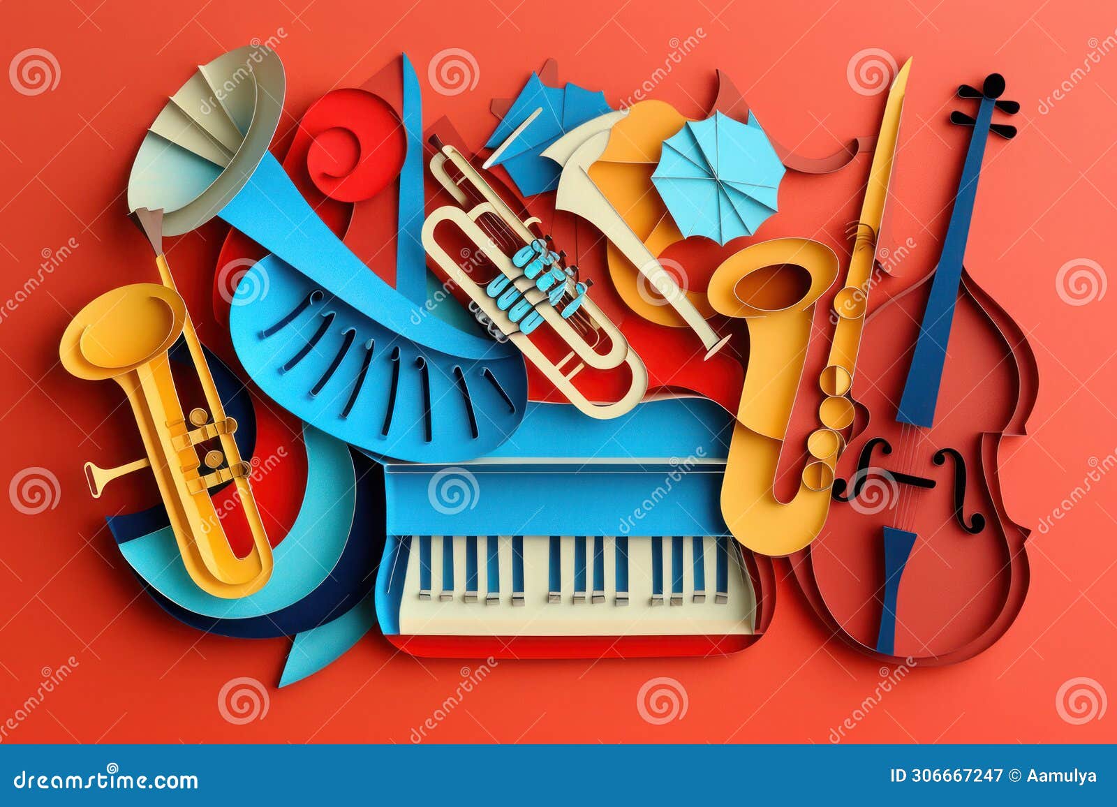 jazz band musical instruments, world music day poster, abstract invitation