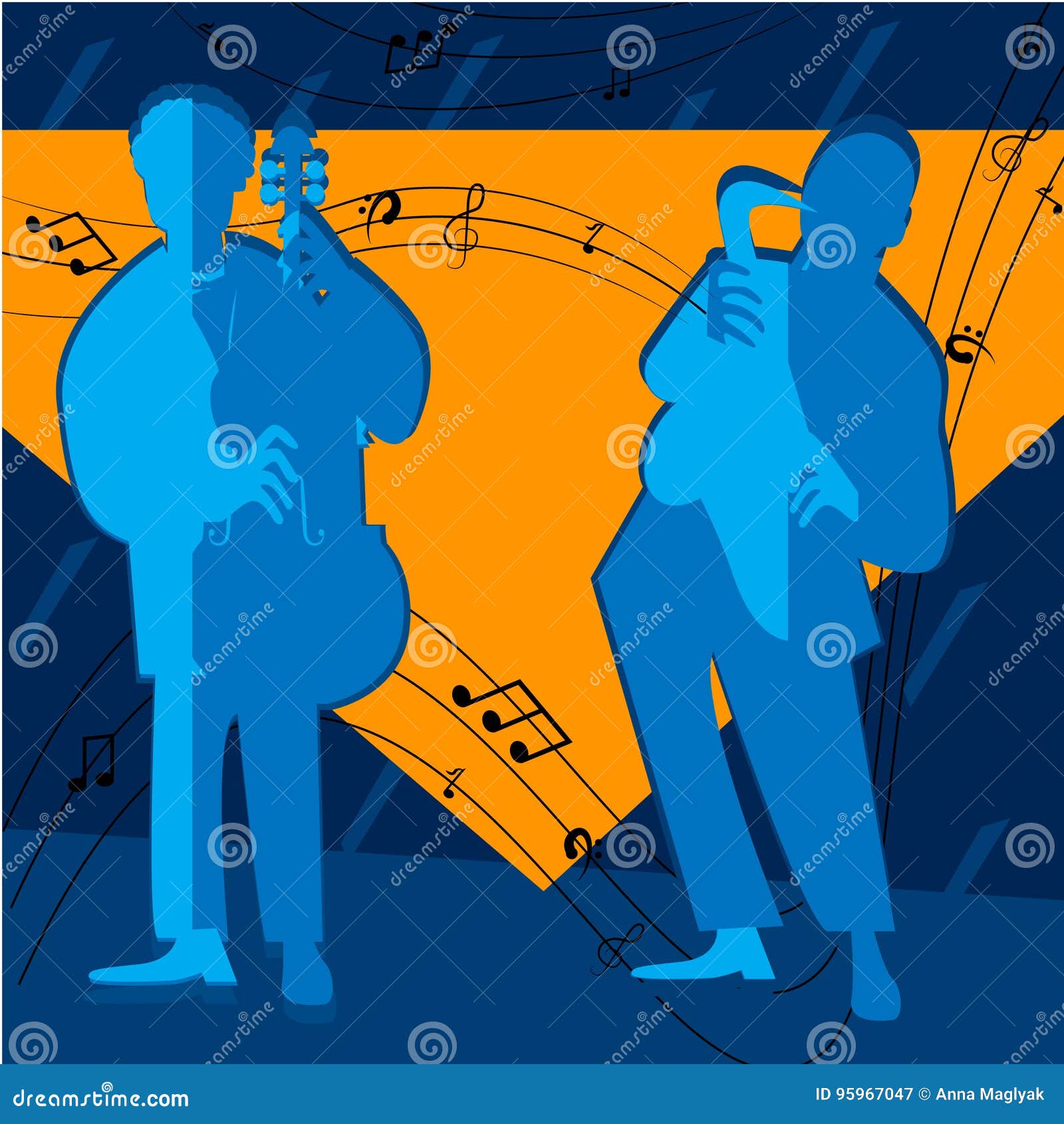 Jazz Band with Singer, Saxophone Stock Vector Illustration of background, drawing 95967047