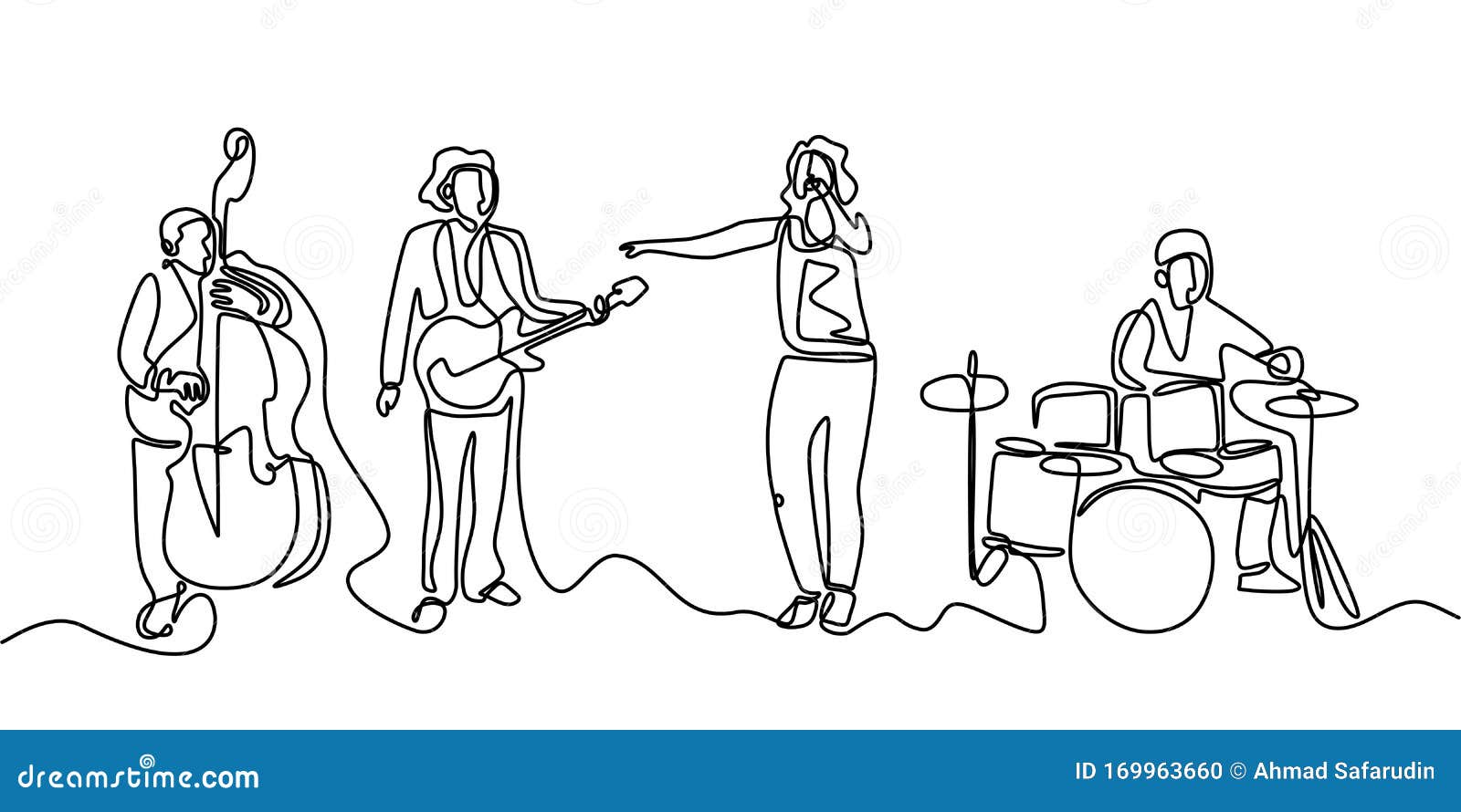 Image Details IST_31178_05670 - Jazz, music, band, concert, saxophone  concept. Hand drawn jazz band performing on scene concept sketch. Isolated  vector illustration.. Jazz, music, band, concert, saxophone concept. Hand  drawn isolated vector.