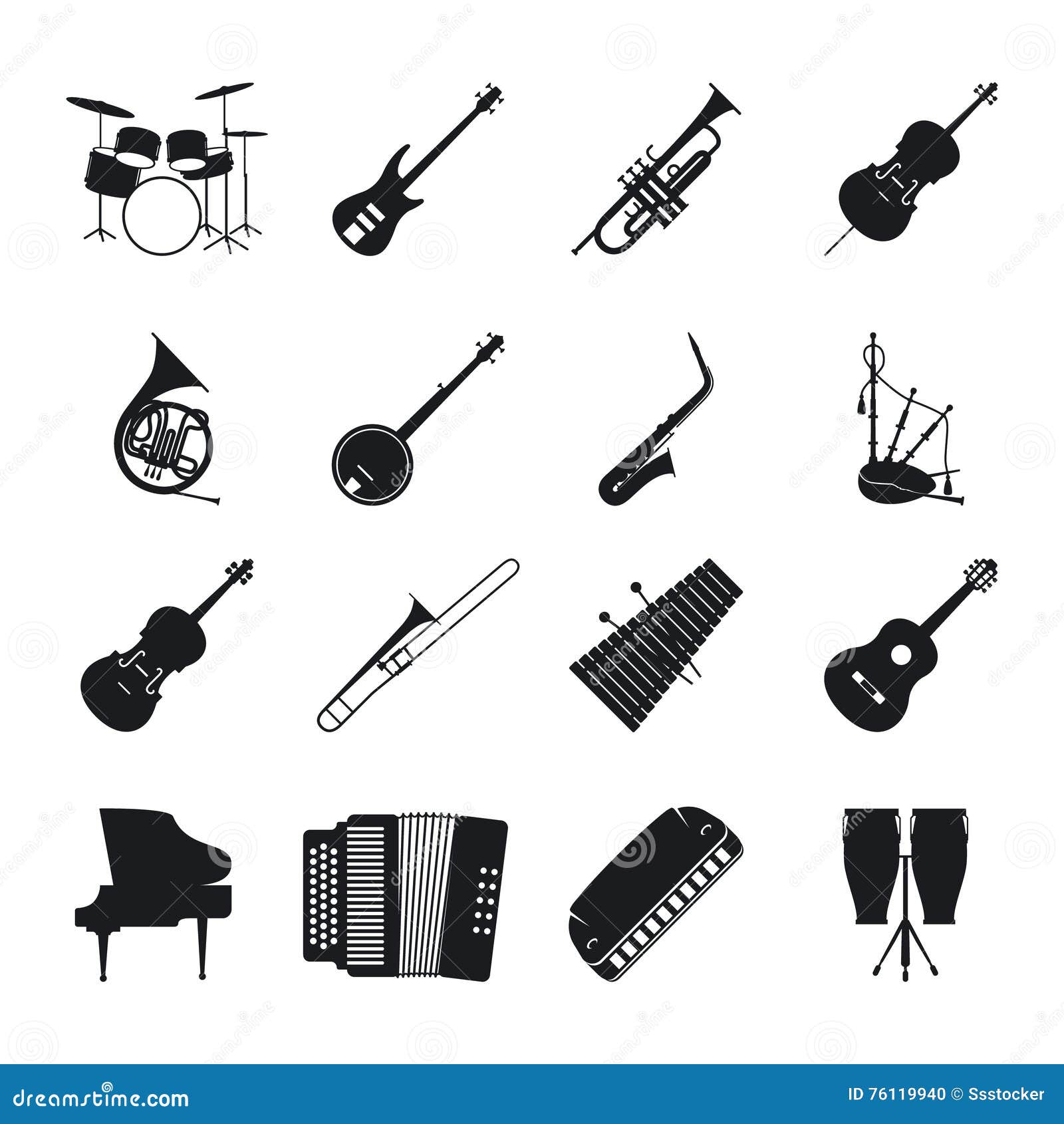 jazz musical instrument silhouettes