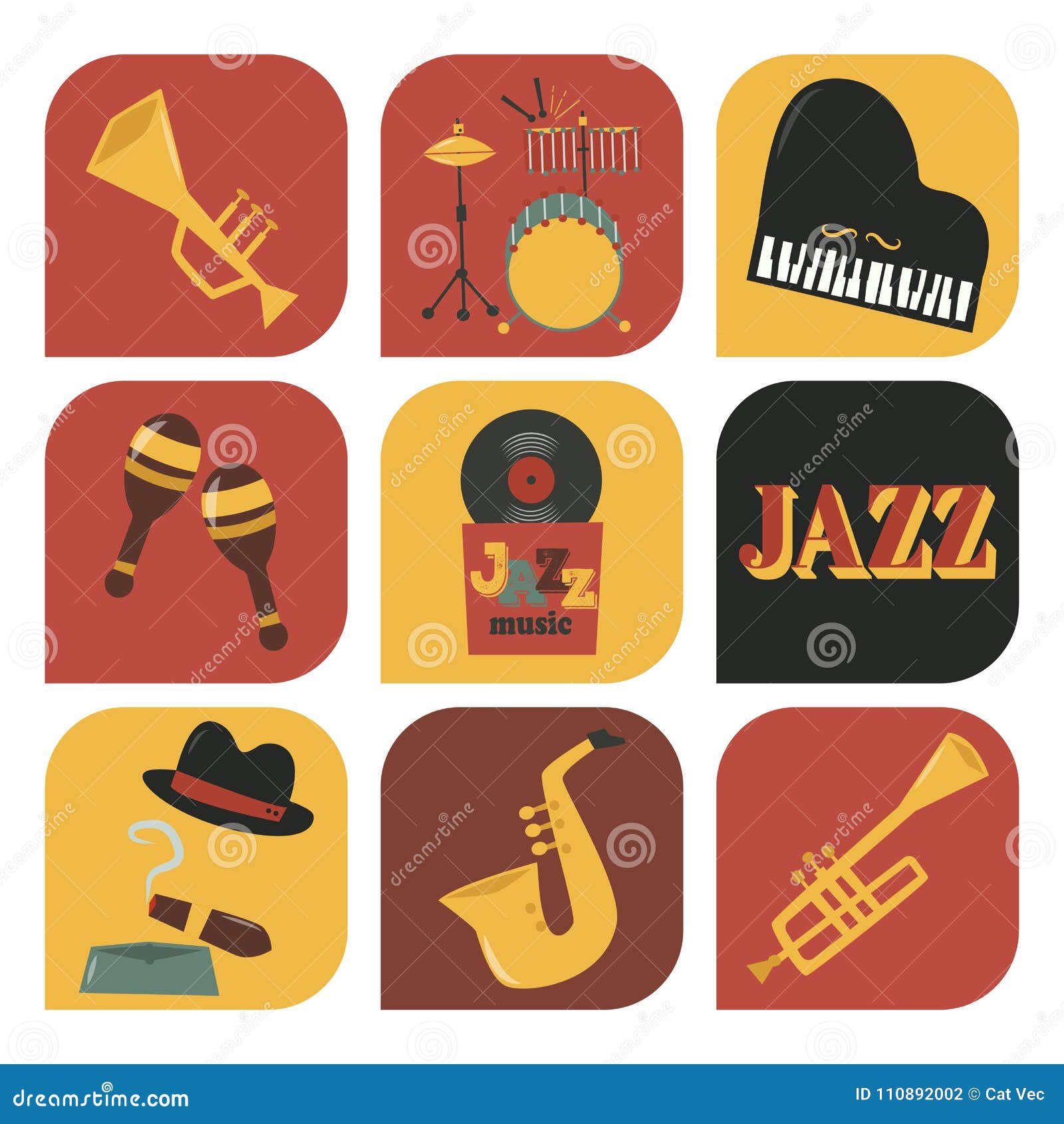 jazz musical instruments tools icons jazzband piano saxophone music sound   rock concert note.