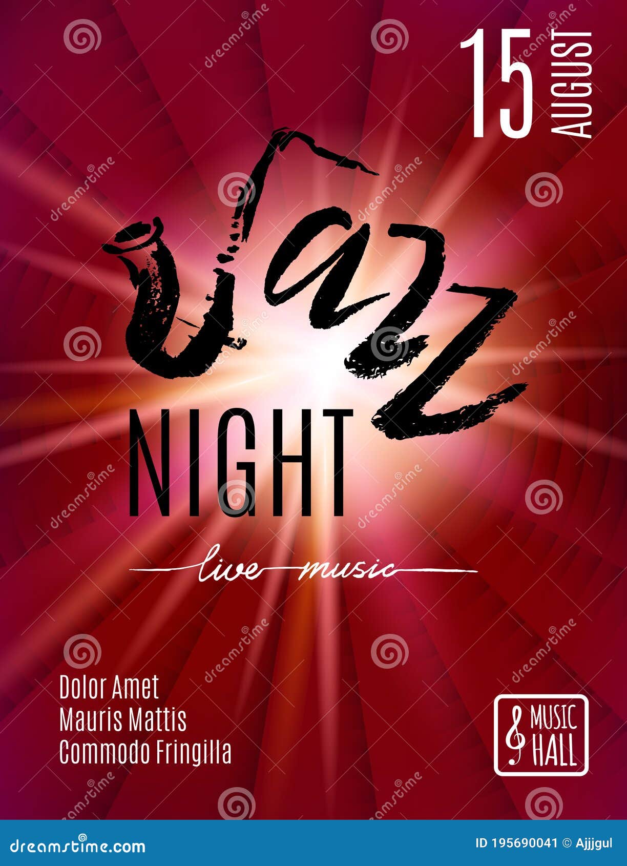 Jazz Night poster stock vector. Illustration of classical 195690041