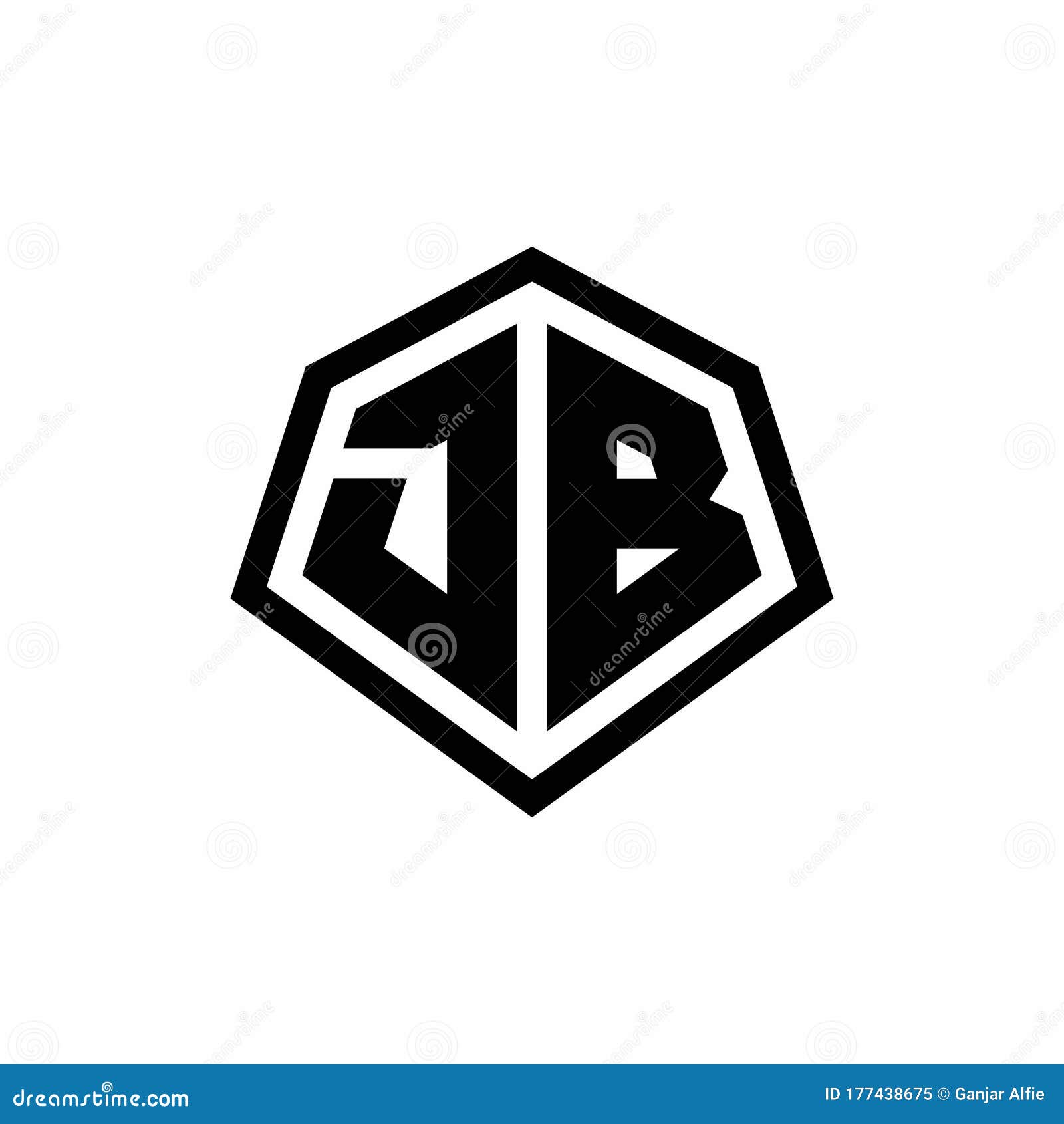 JB Monogram Logo with Hexagon Shape and Line Rounded Style Design ...