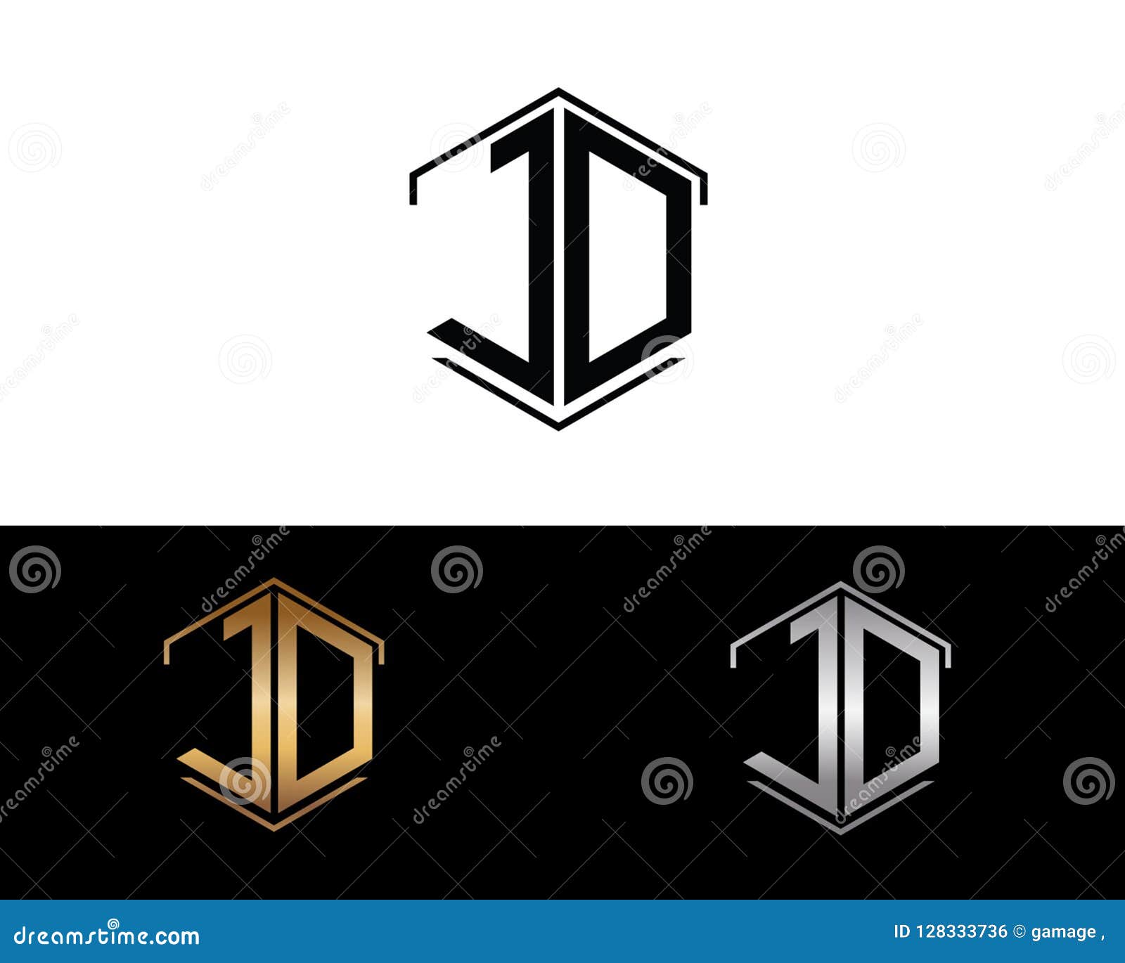 jd letters linked with hexagon  logo