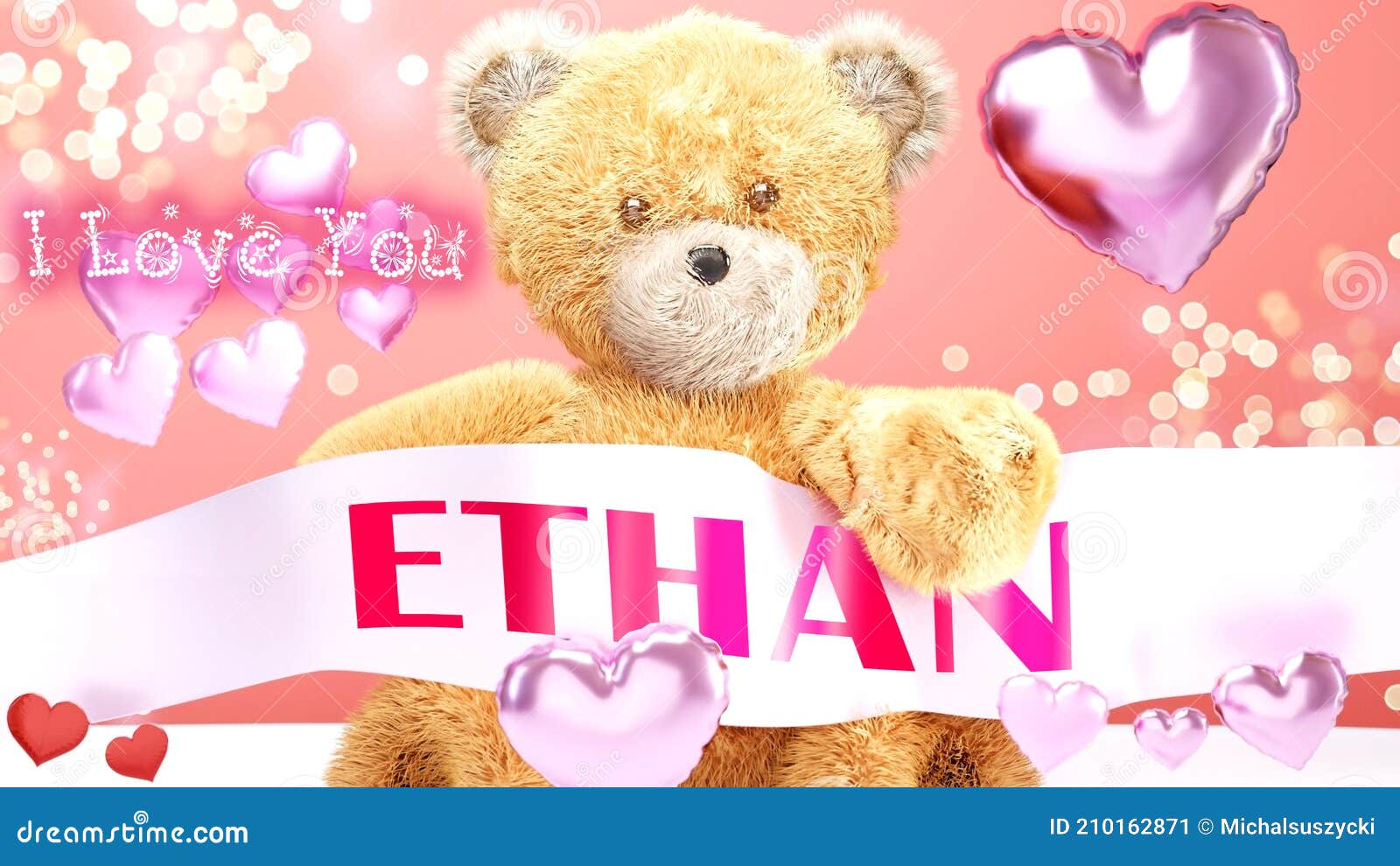 Je T'aime Ethan Ours En Peluche Mignon Et Doux Sur Une Valentine