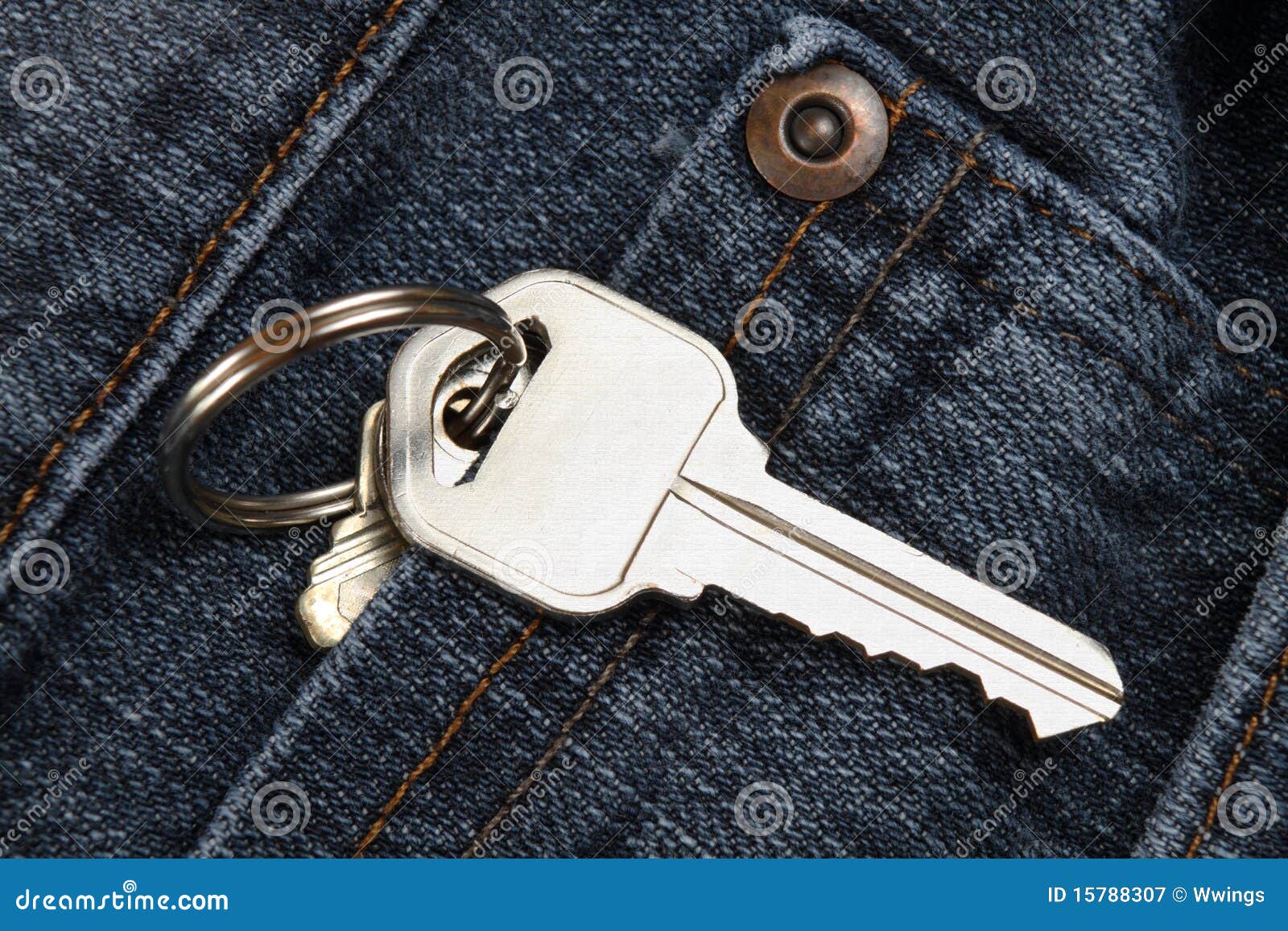 Jean pocket with a key stock image. Image of materials 15788307