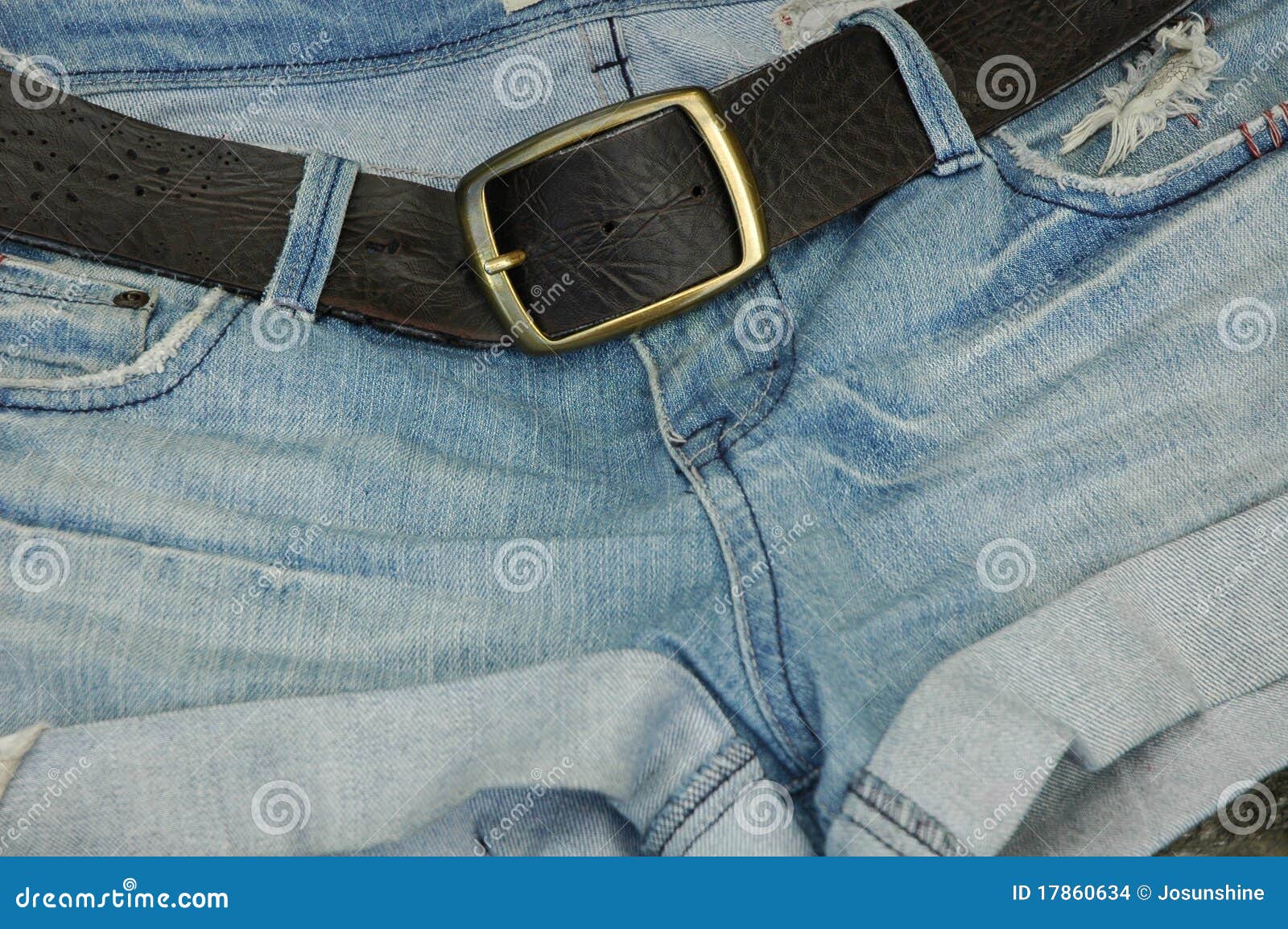 Jean Shorts with Belt Buckle Stock Photo Image of stitch, pocket