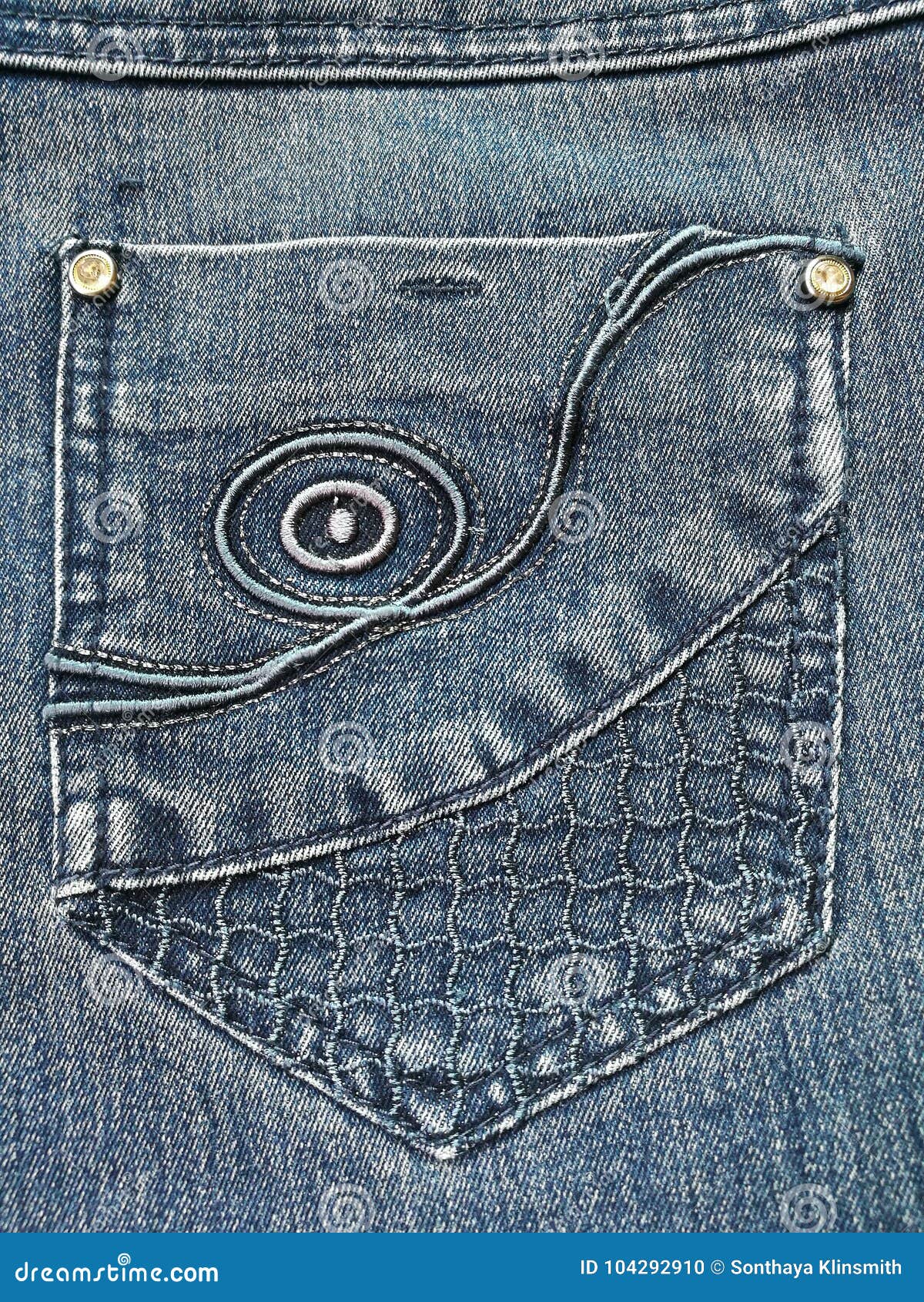 Navy blue jeans back pocket isolated on white background. Closeup of white  stitches and seams. Denim fashion, pocket design Stock Photo - Alamy