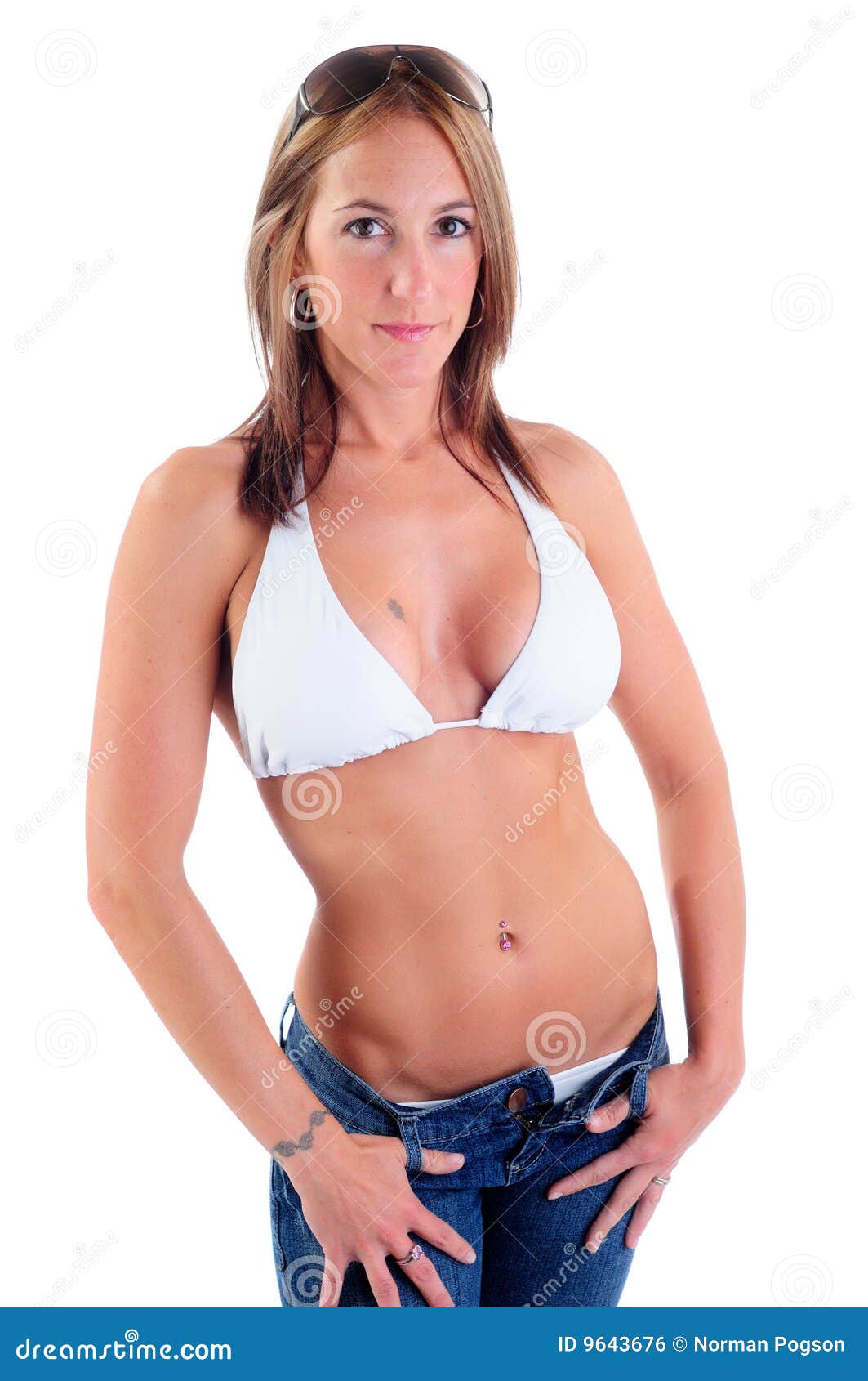 Jeans de bikini photo stock. Image du rester, jeune, adulte 9643676
