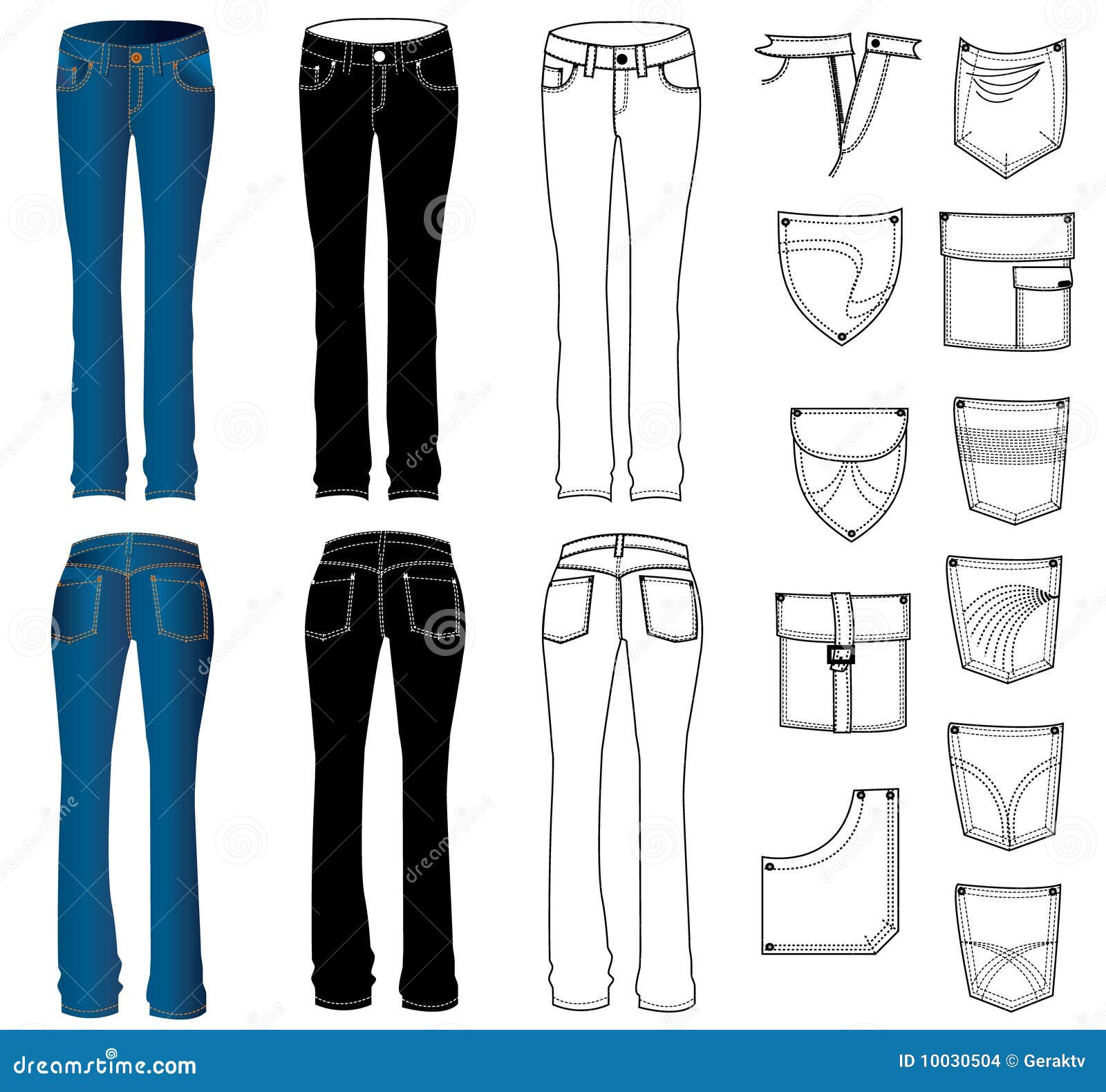 Jeans della donna illustrazione vettoriale. Illustrazione di panno