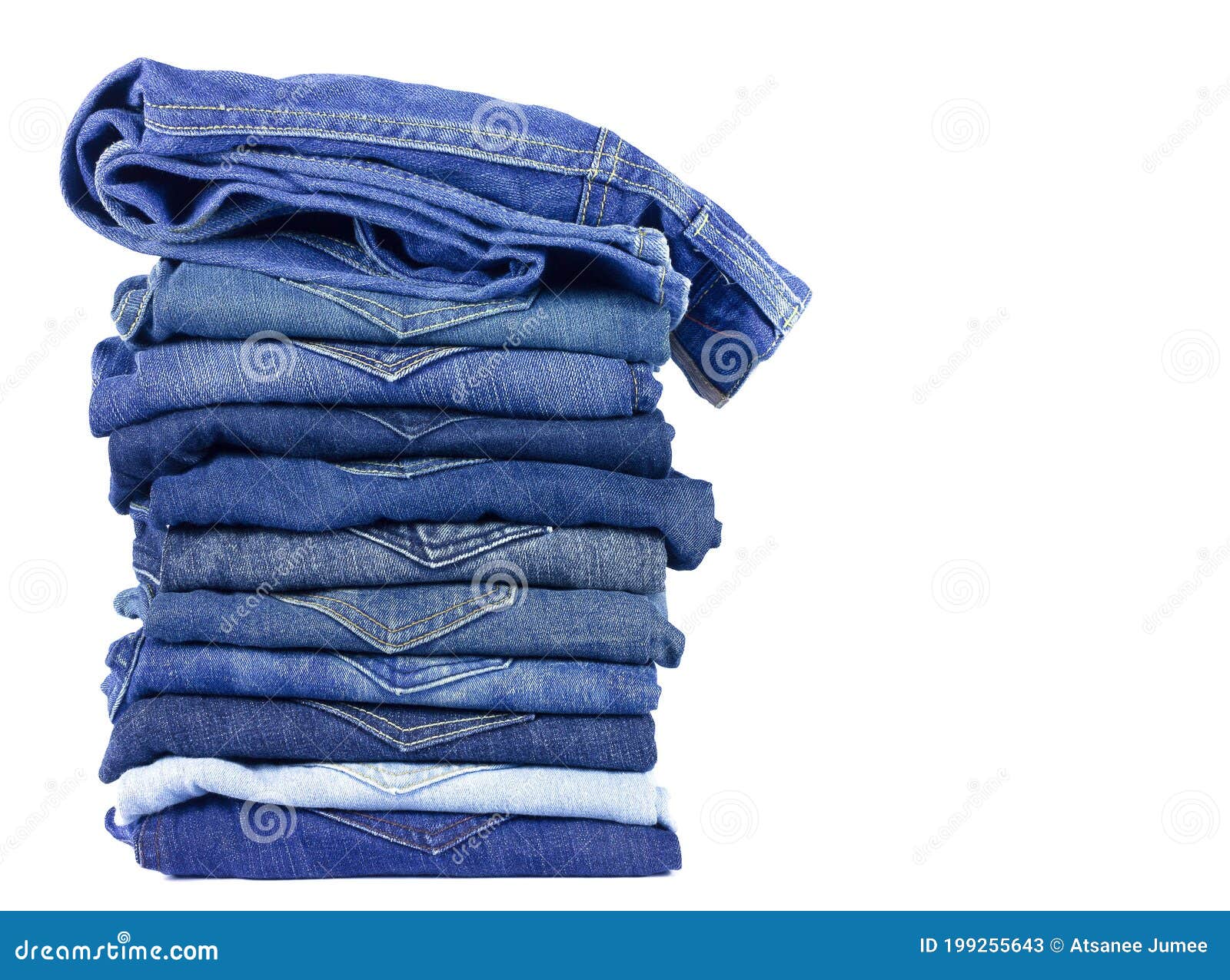 Jeans Denim Isolated on White Background Stock Image - Image of cotton ...