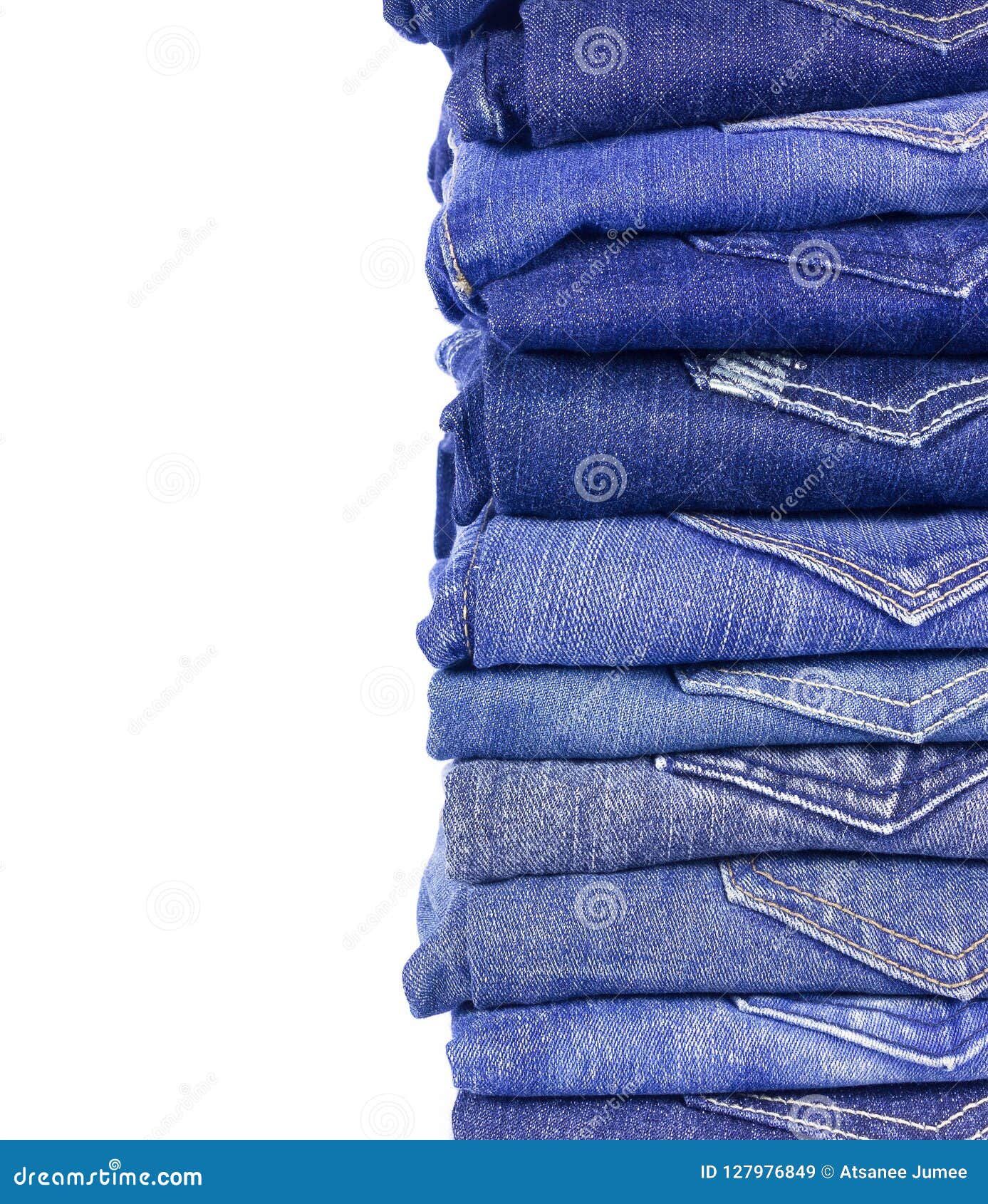 Jeans Denim Isolated on White Background. Stock Image - Image of pants ...