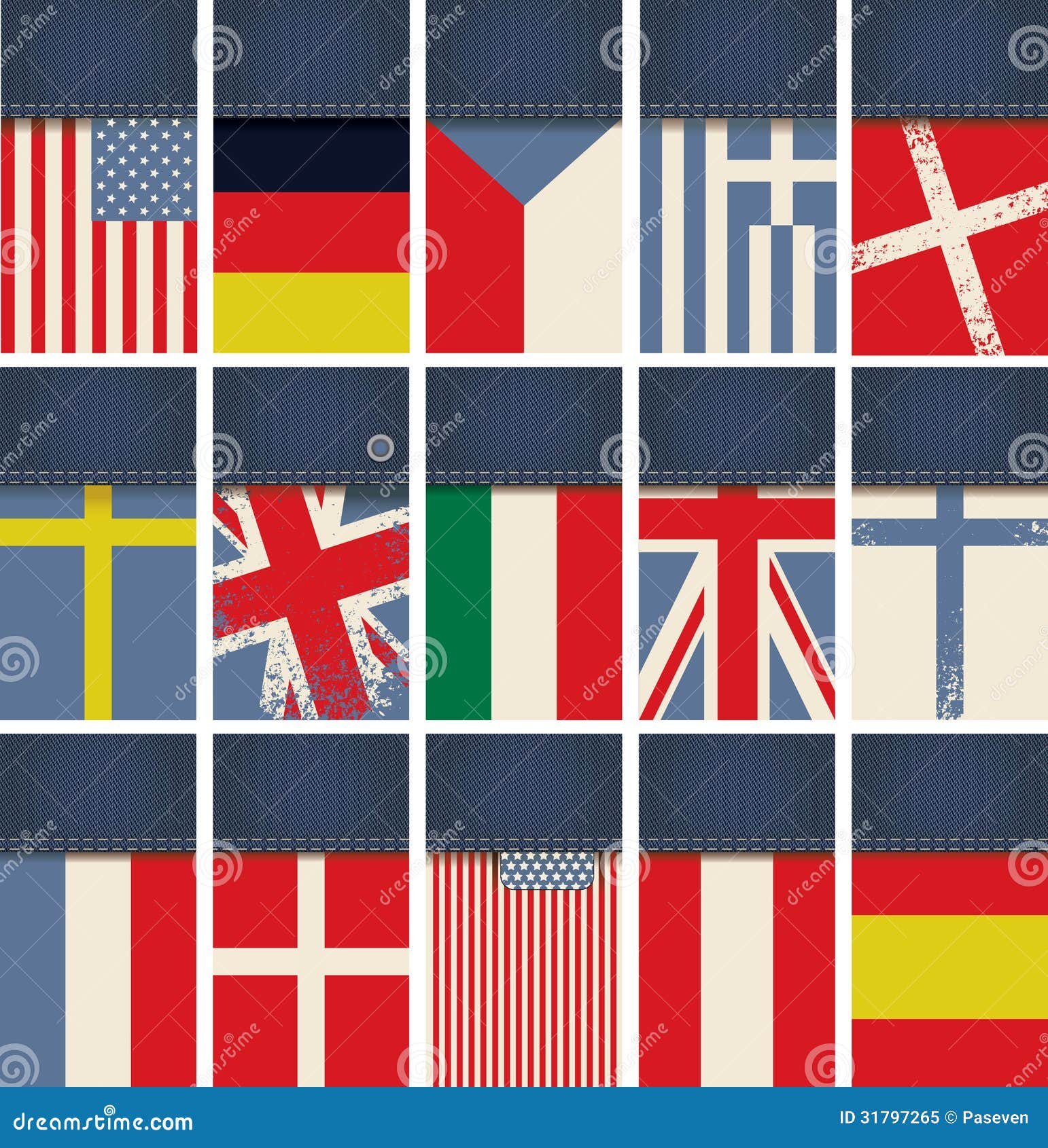 Jeans fabric with flags stock vector. Illustration of american 31797265