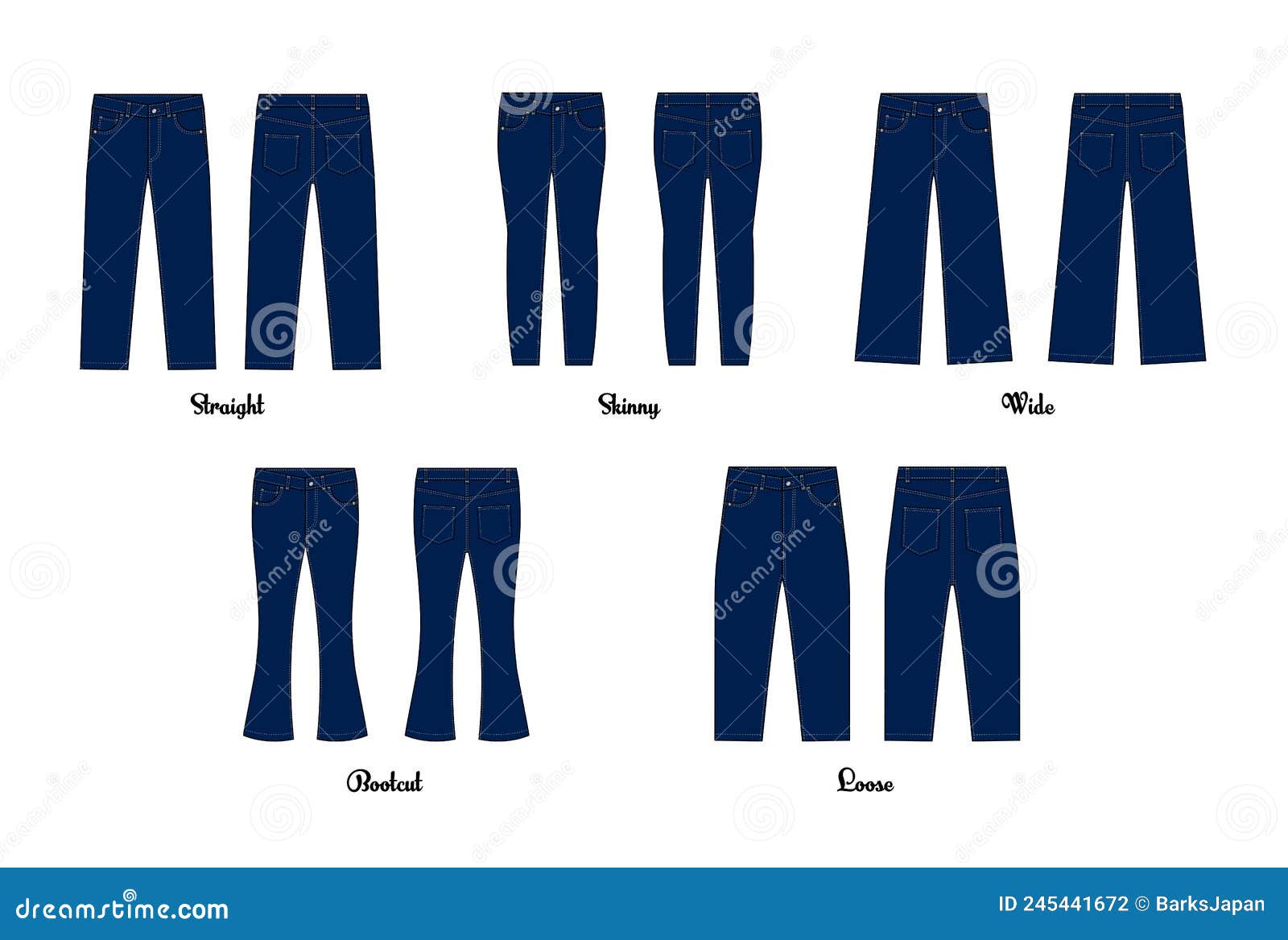 Jeans Illustration Template Set of Various Shapes Stock Vector ...