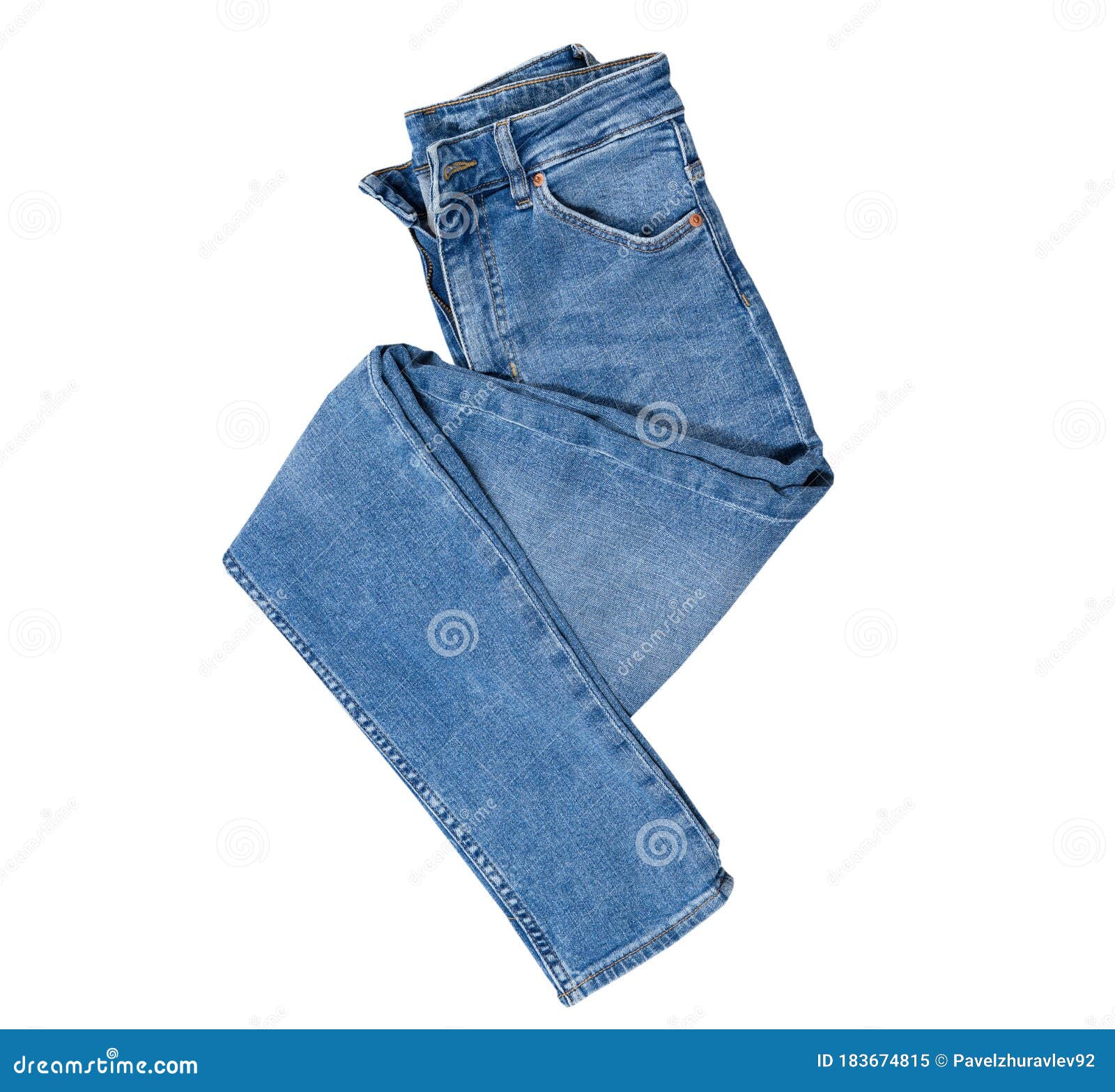 Jeans Isolated on White, Denim Pants Isolated, Folded Blue Jeans ...