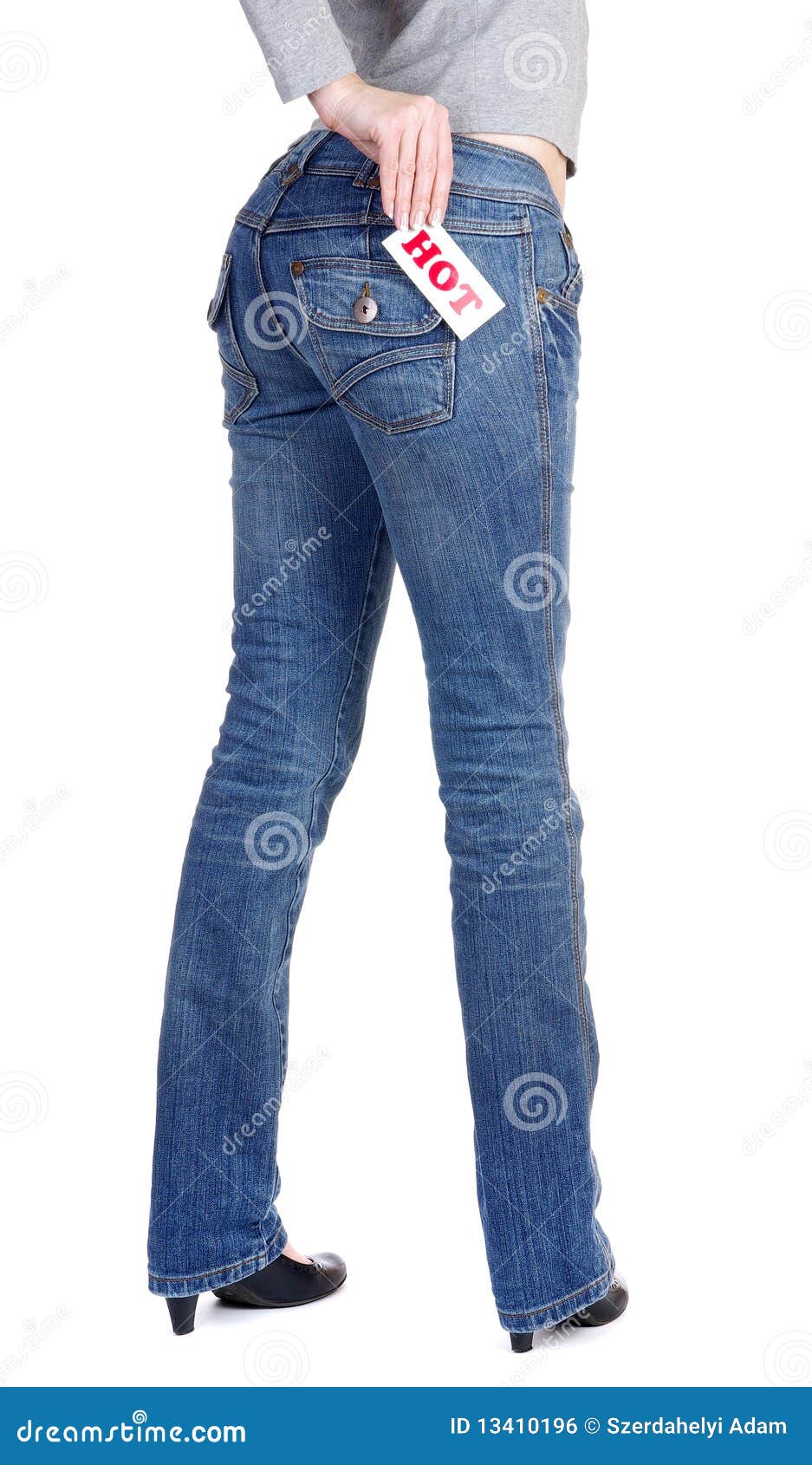 Jeans with label hot stock photo. Image of commercial - 13410196