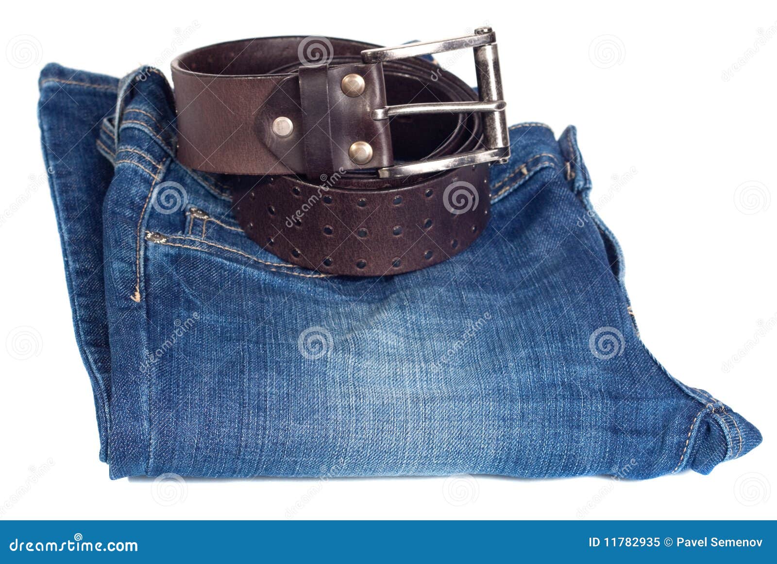 Jeans and leather strap. stock image. Image of heap, jeans 11782935