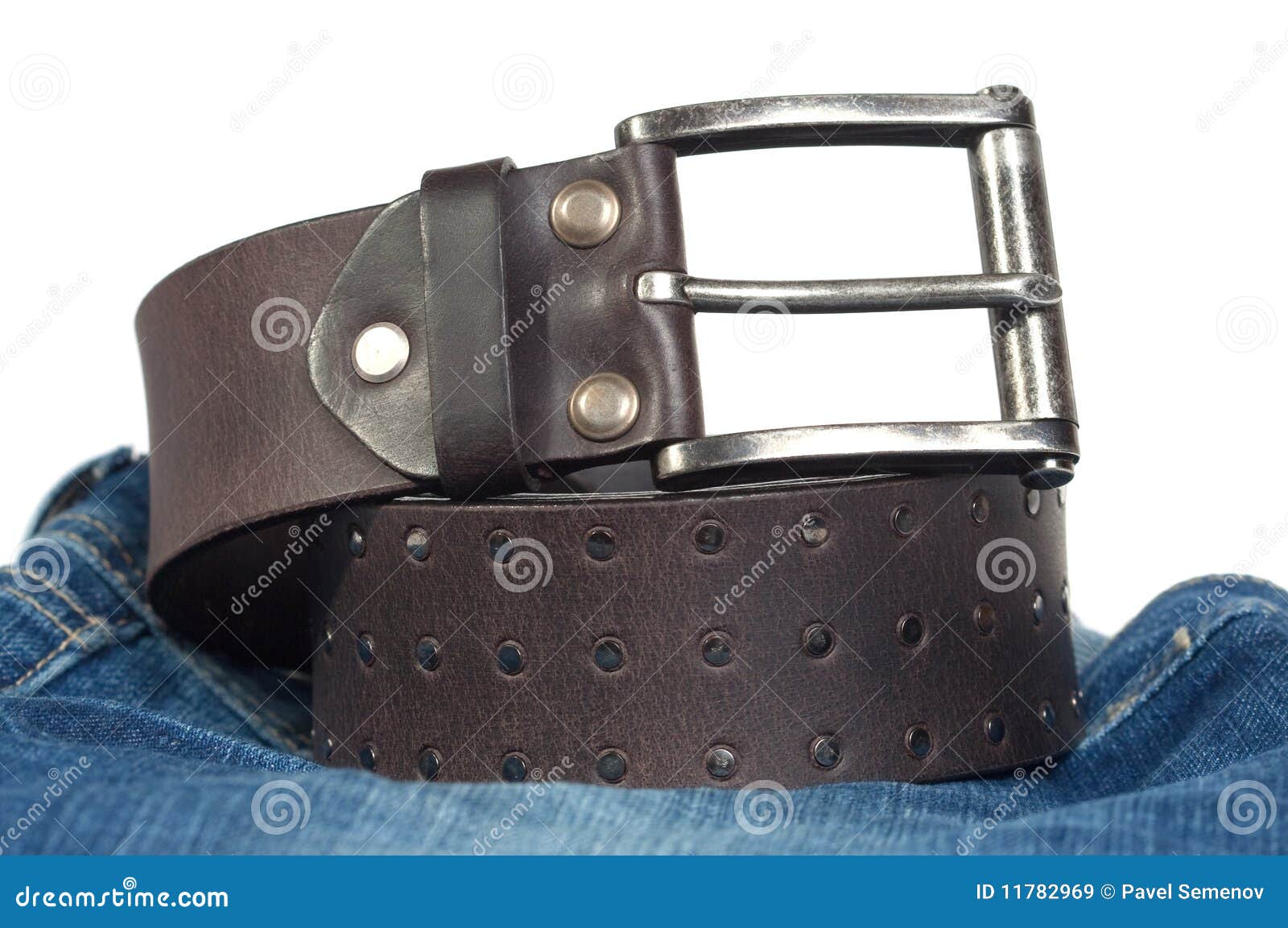 Jeans and leather strap. stock image. Image of arrangement 11782969