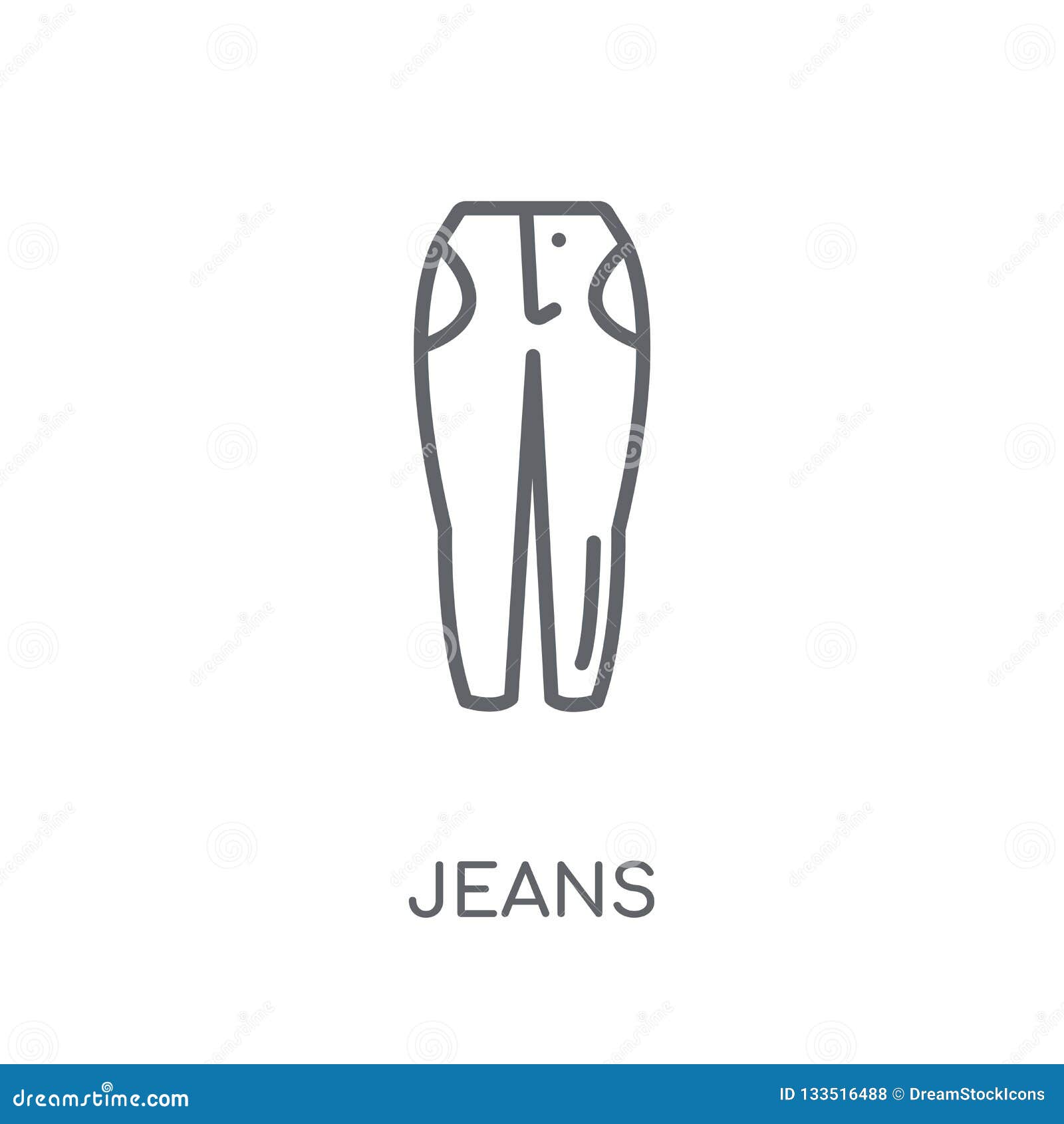 Jeans Linear Icon. Modern Outline Jeans Logo Concept on White Ba Stock