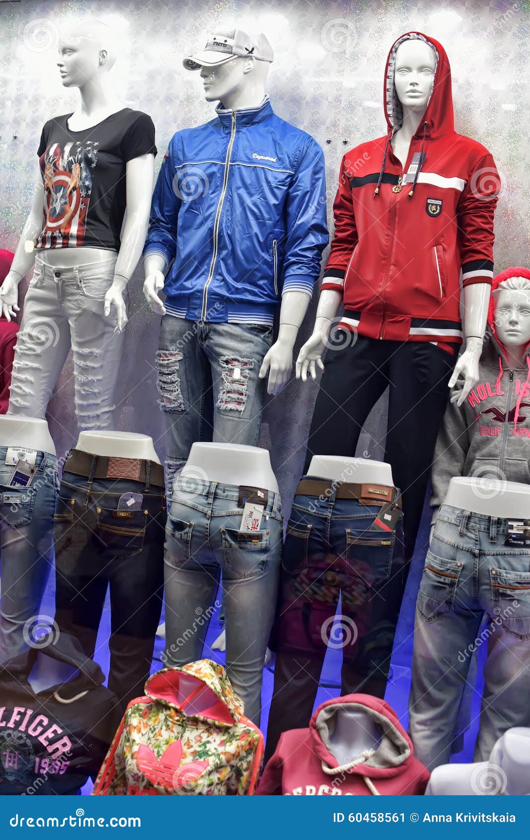 Jeans on mannequins editorial photo. Image of displayed 60458561