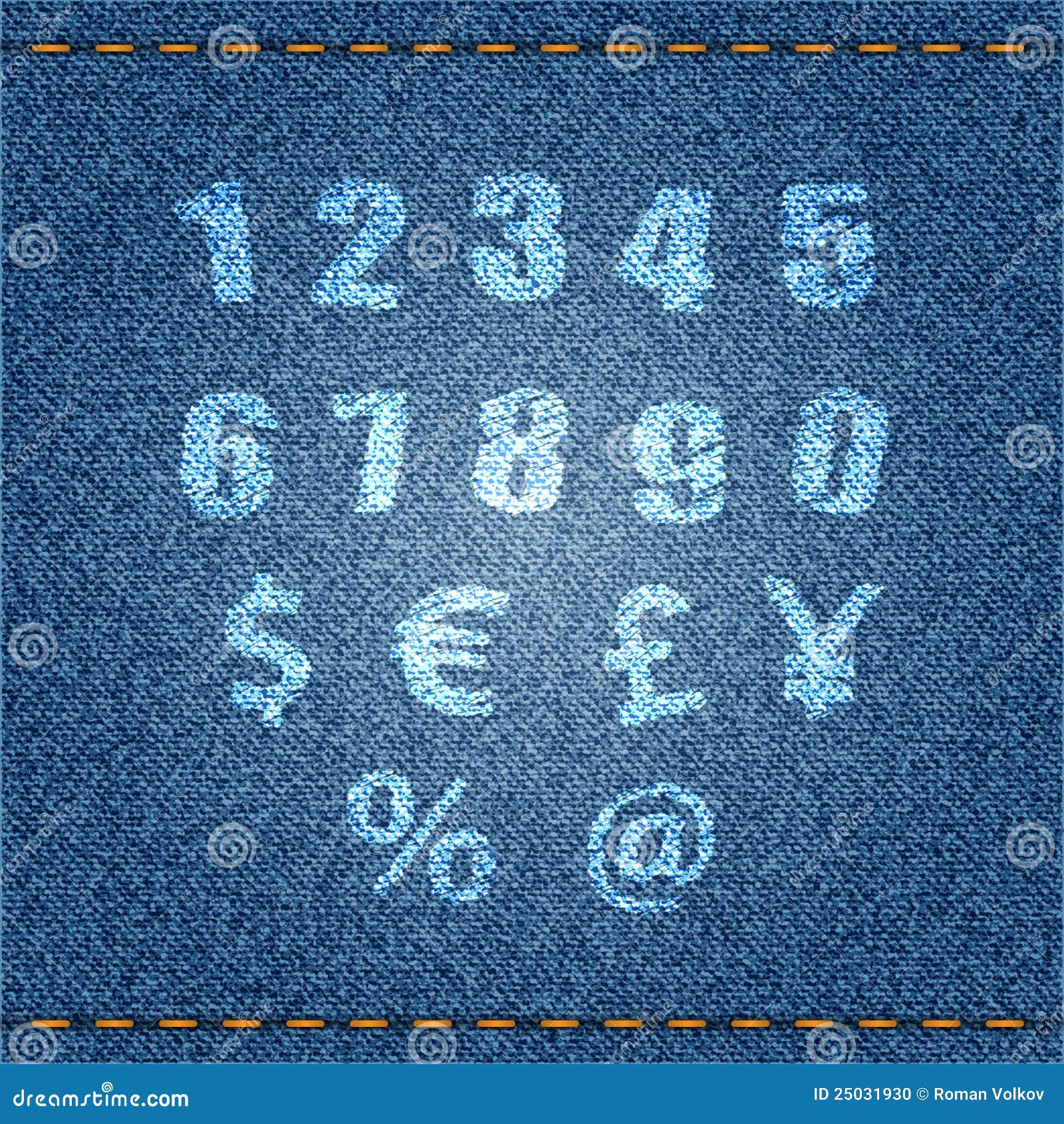 Jeans numbers and symbols stock vector. Illustration of detail 25031930