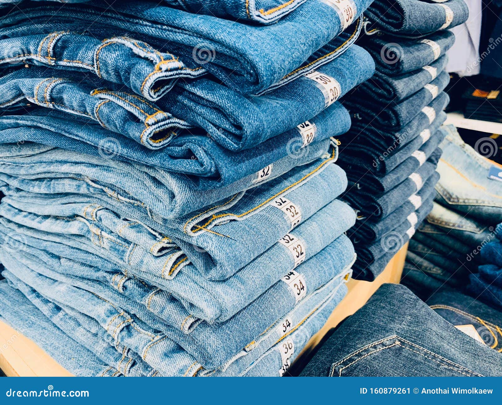 Jeans Pants on the Store Shelf Stock Image - Image of texture, jeans ...