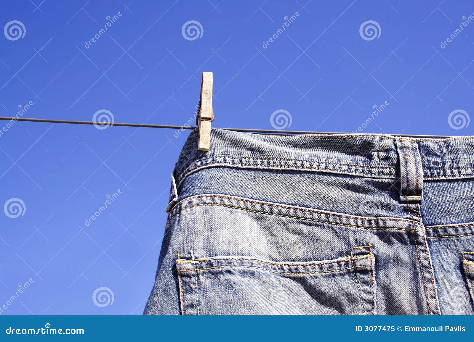 Jeans Pegged To the Wash Line Stock Image - Image of wash, drying: 3077475