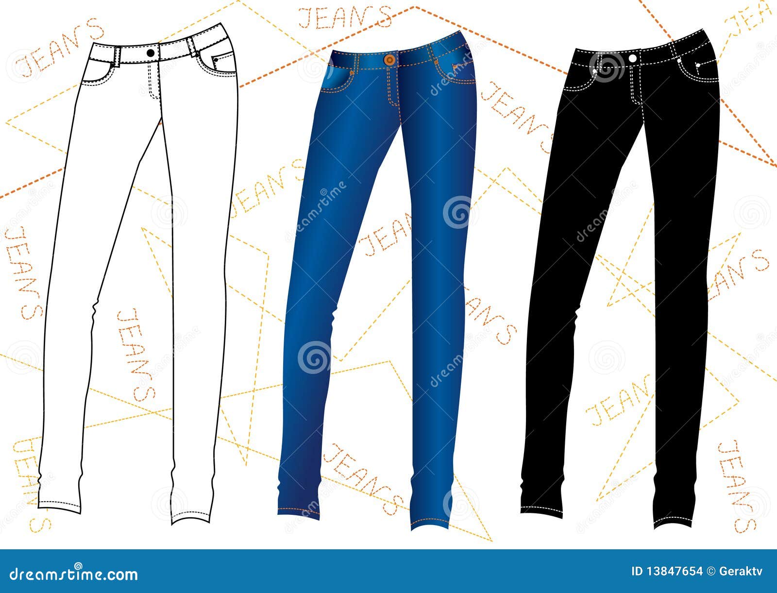 Jeans per le giovani donne illustrazione vettoriale. Illustrazione di