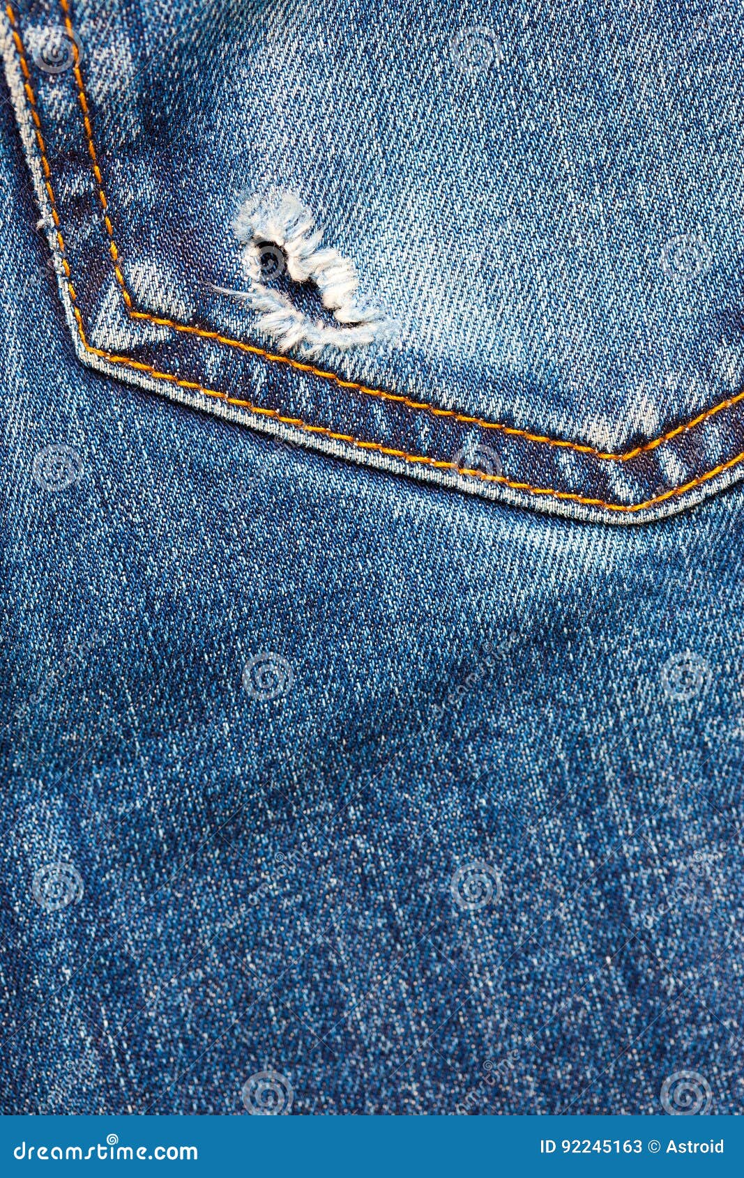 Jeans pocket with hole stock image. Image of texture 92245163