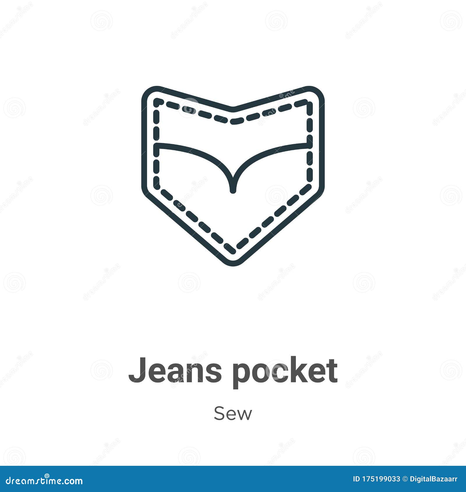 Jeans Pocket Outline Vector Icon. Thin Line Black Jeans Pocket Icon