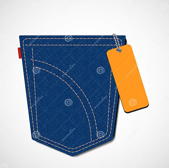Jeans pocket with tag stock illustration. Illustration of label 20447814
