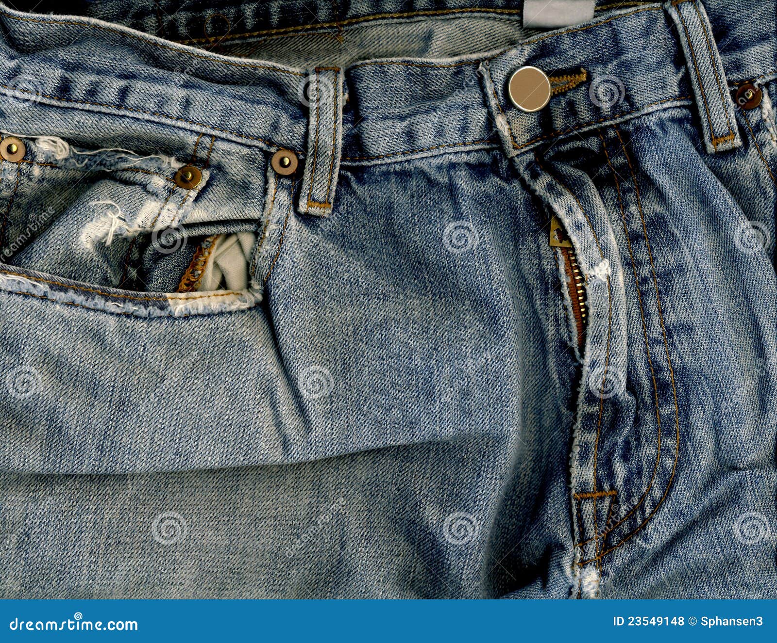 Jeans pocket & zipper stock photo. Image of waistband 23549148