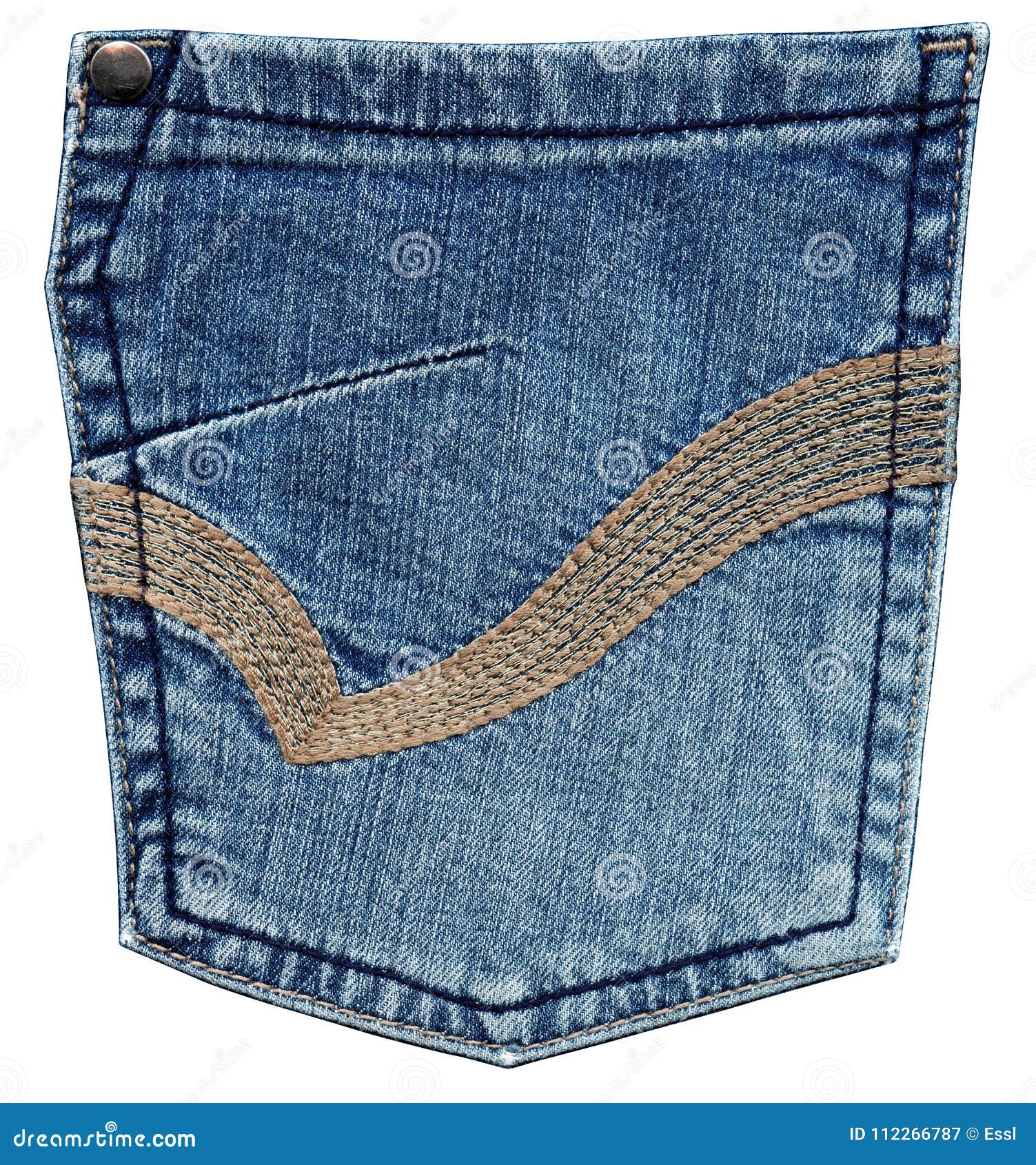 Jeans Rear Pocket With Curly Lines Stitches Stock Image - Image of ...