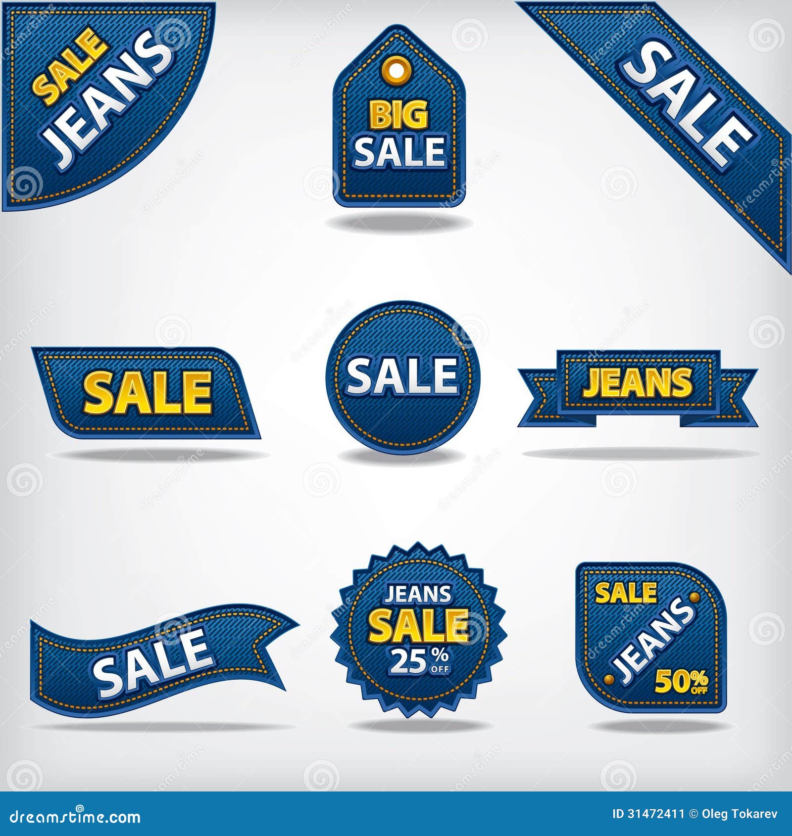 Jeans Sale Labels and Stickers Stock Illustration Illustration of