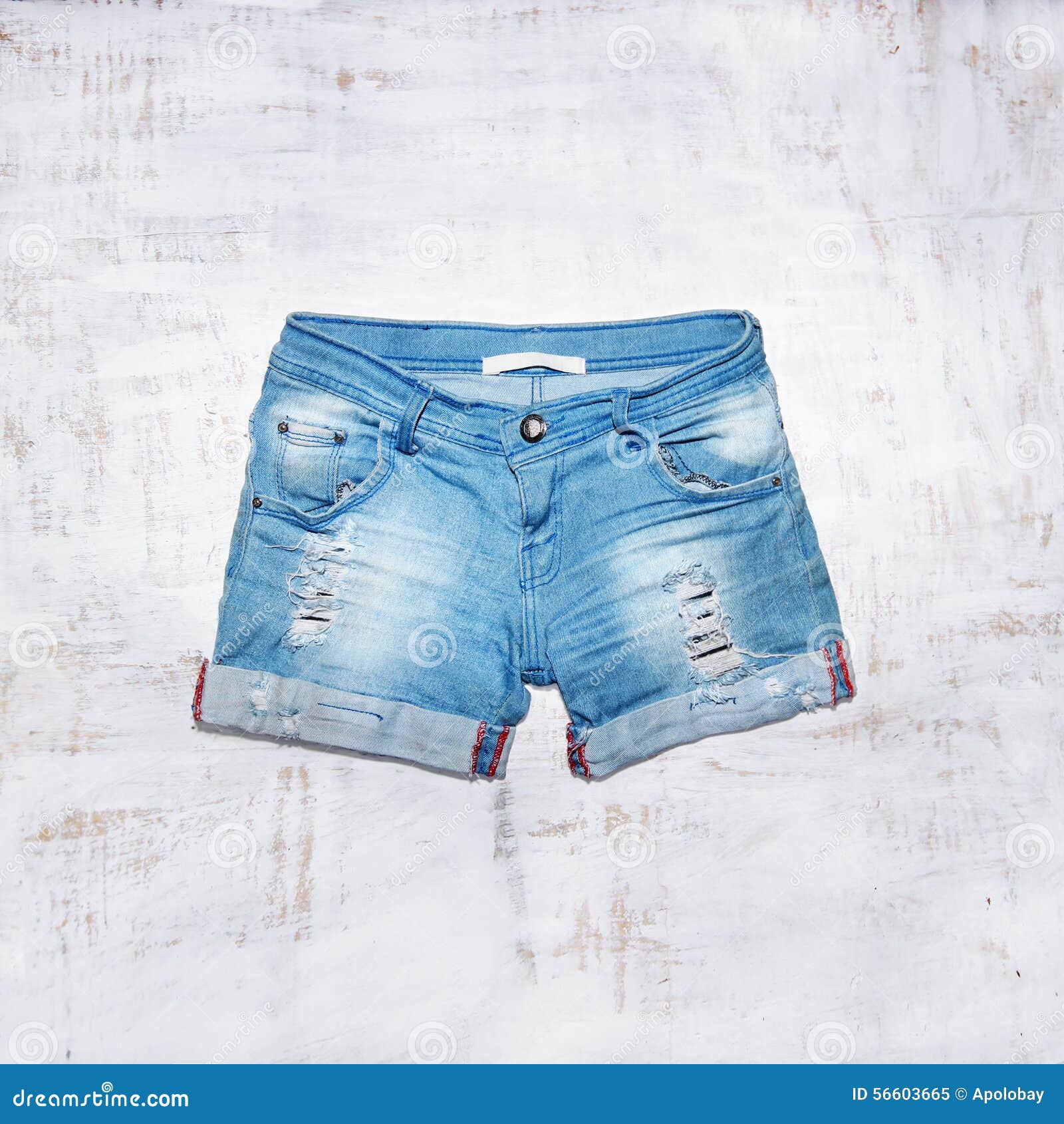 Jeans Shorts in Wood Background Stock Image - Image of denim, boots ...