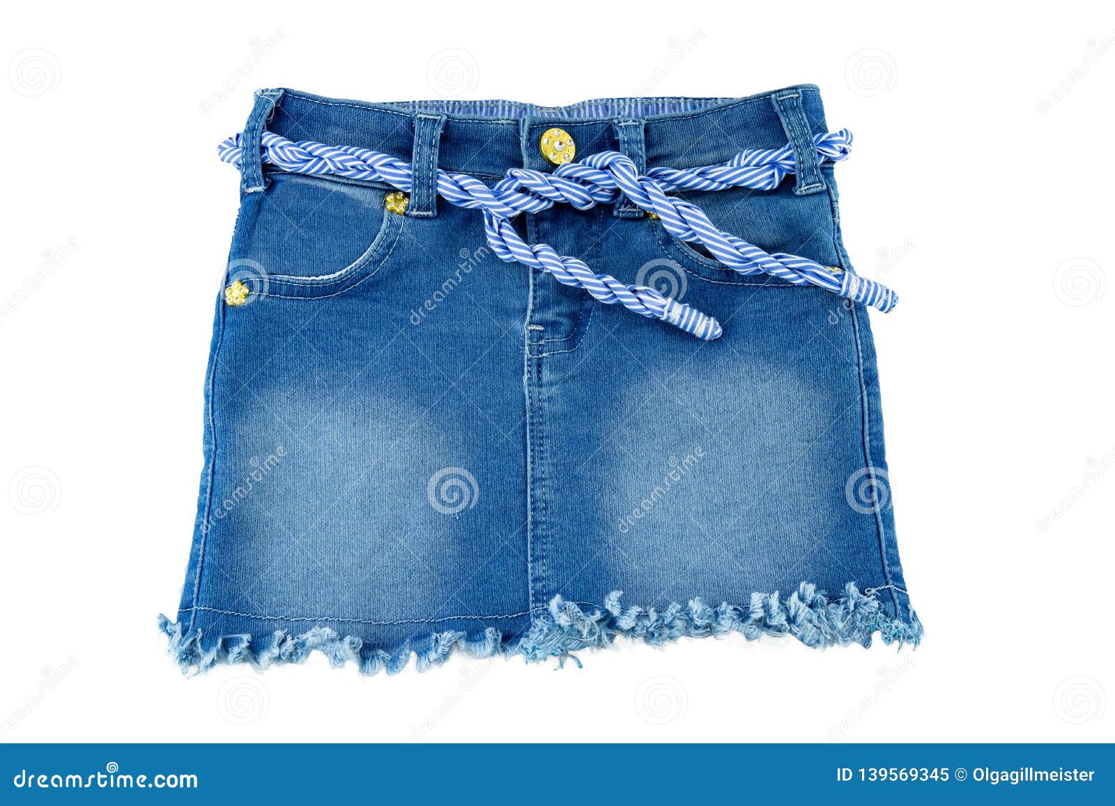 Close up shot of a wonderful girl in a denim up skirt