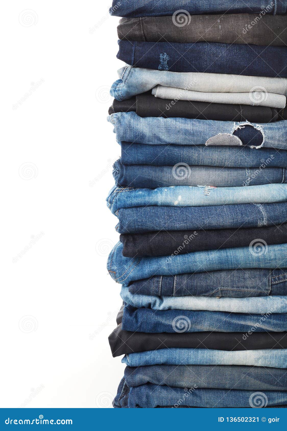 Jeans stack close-up stock image. Image of pants, collection - 136502321