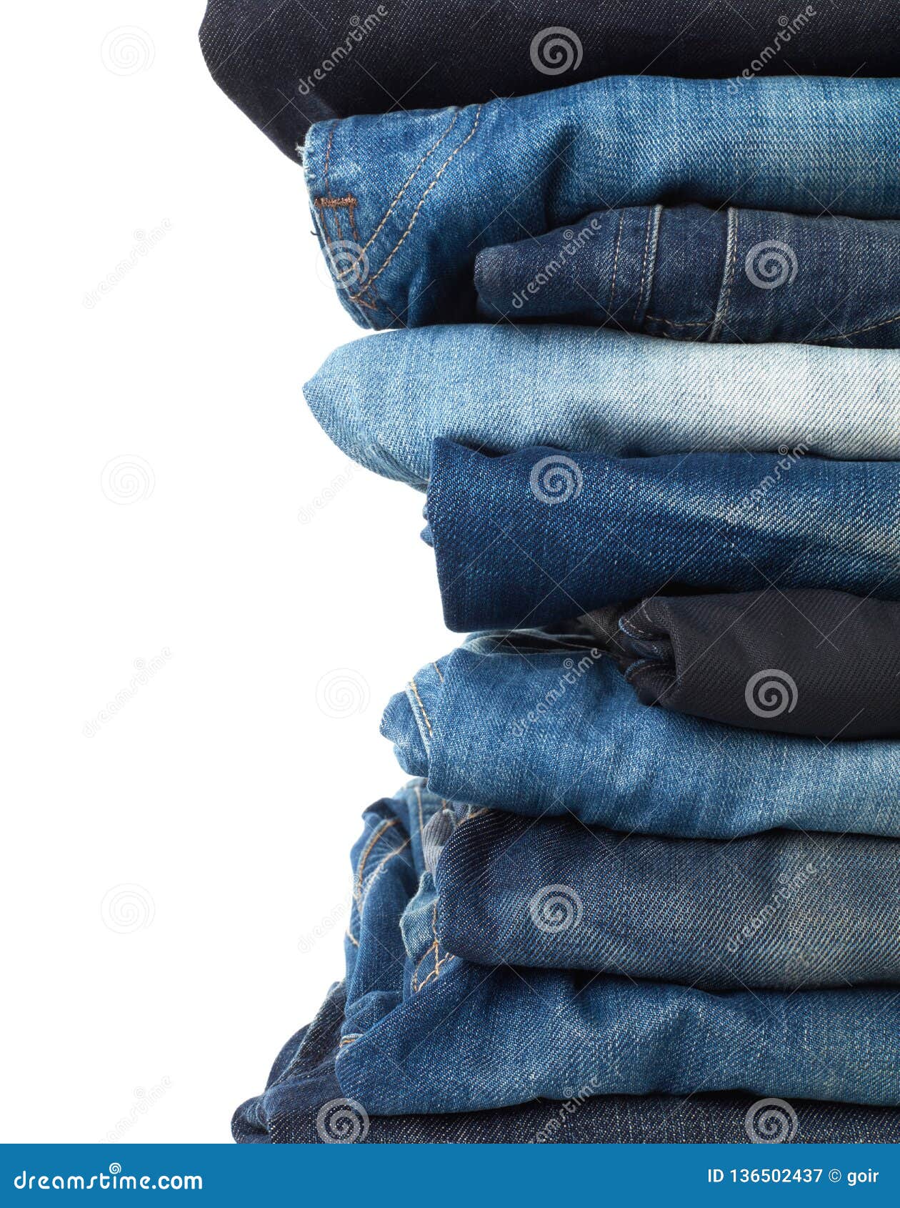 Jeans stack close-up stock image. Image of stack, group - 136502437