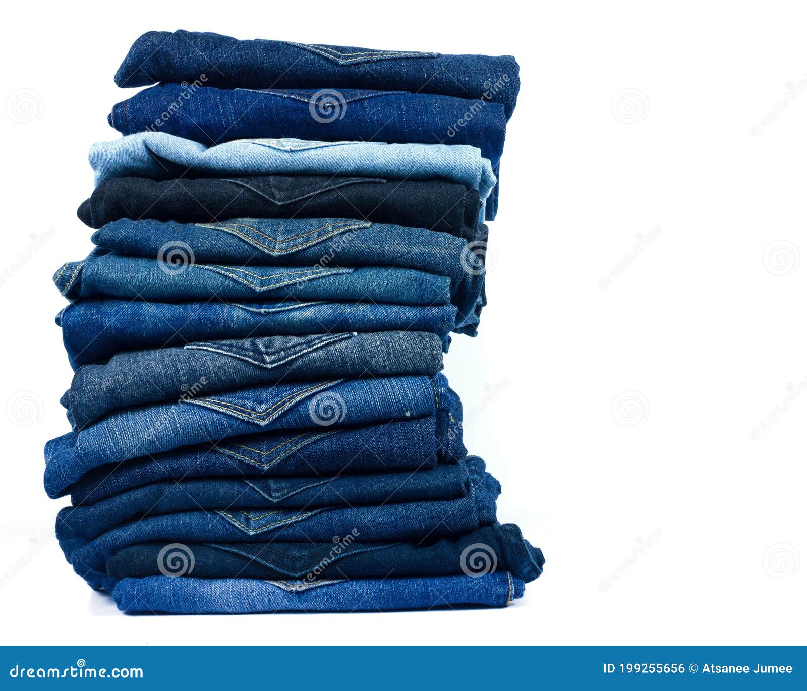 Jeans Stacked Isolated on White Background Stock Photo - Image of ...