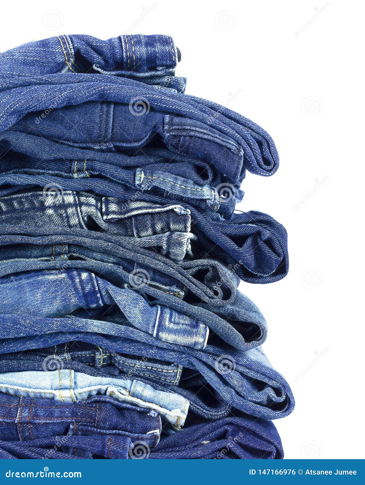 Jeans Stacked on White Background Blank for Design and Text Input Stock ...