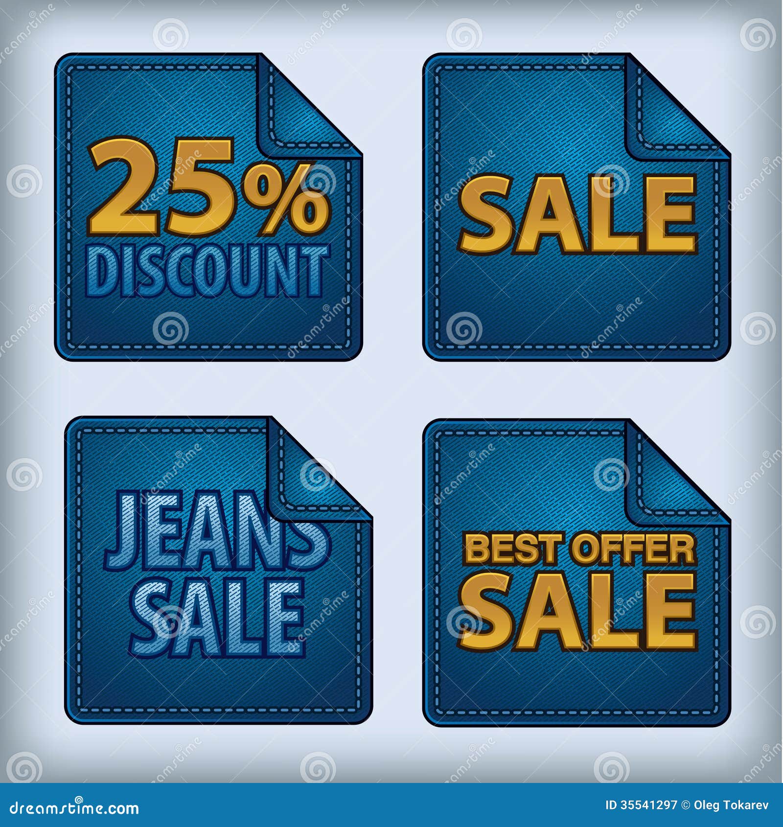 Jeans stickers sale stock illustration. Illustration of color 35541297
