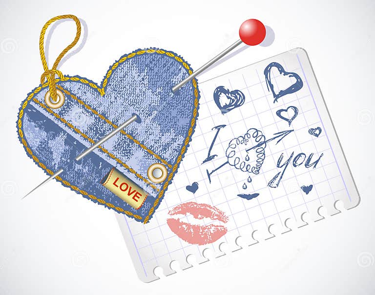 Jeans symbols vector heart stock vector. Illustration of material